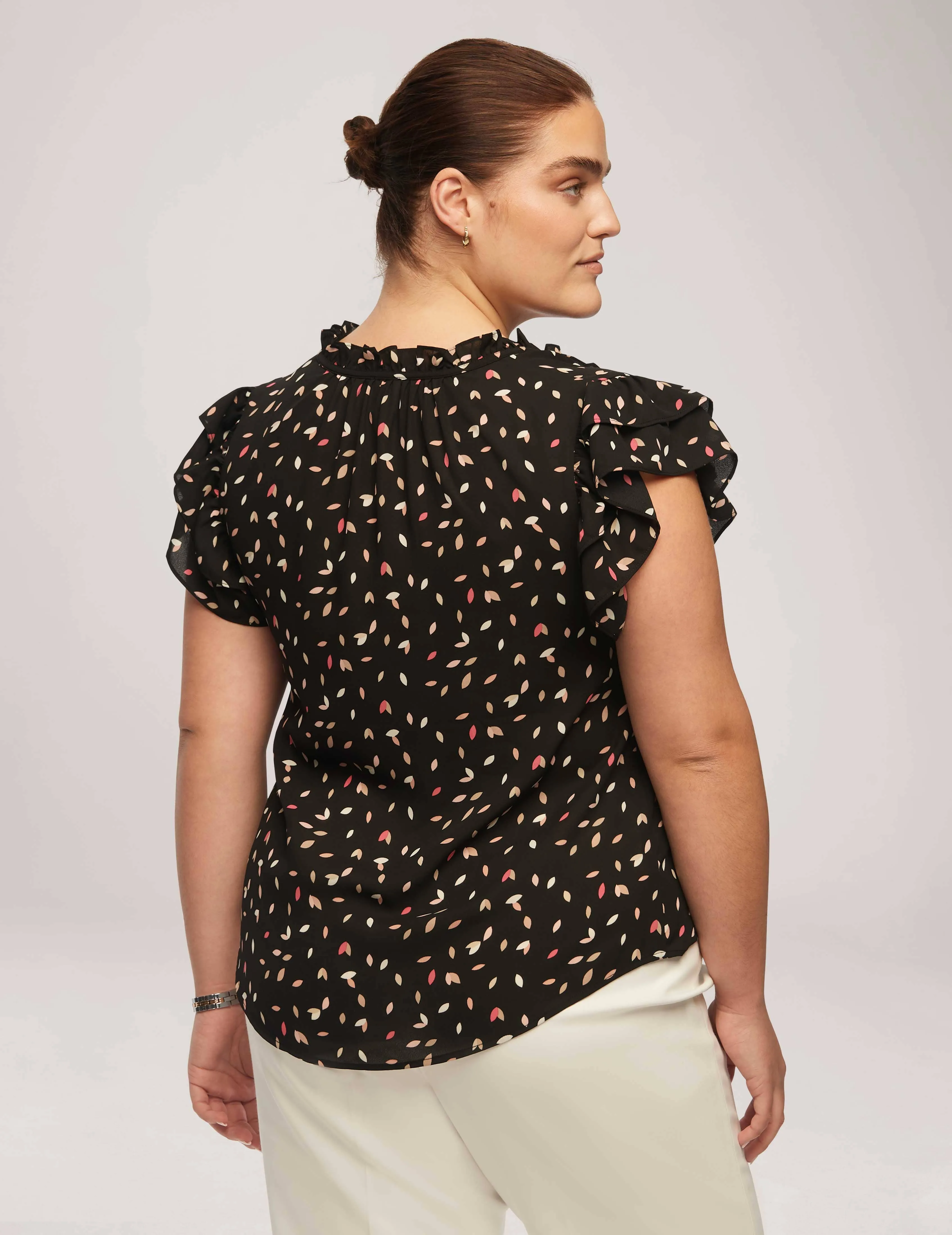 Plus Size Printed Sleeveless Ruffle Tie Blouse - Sale sold by Anne Klein product image thumbnail 2