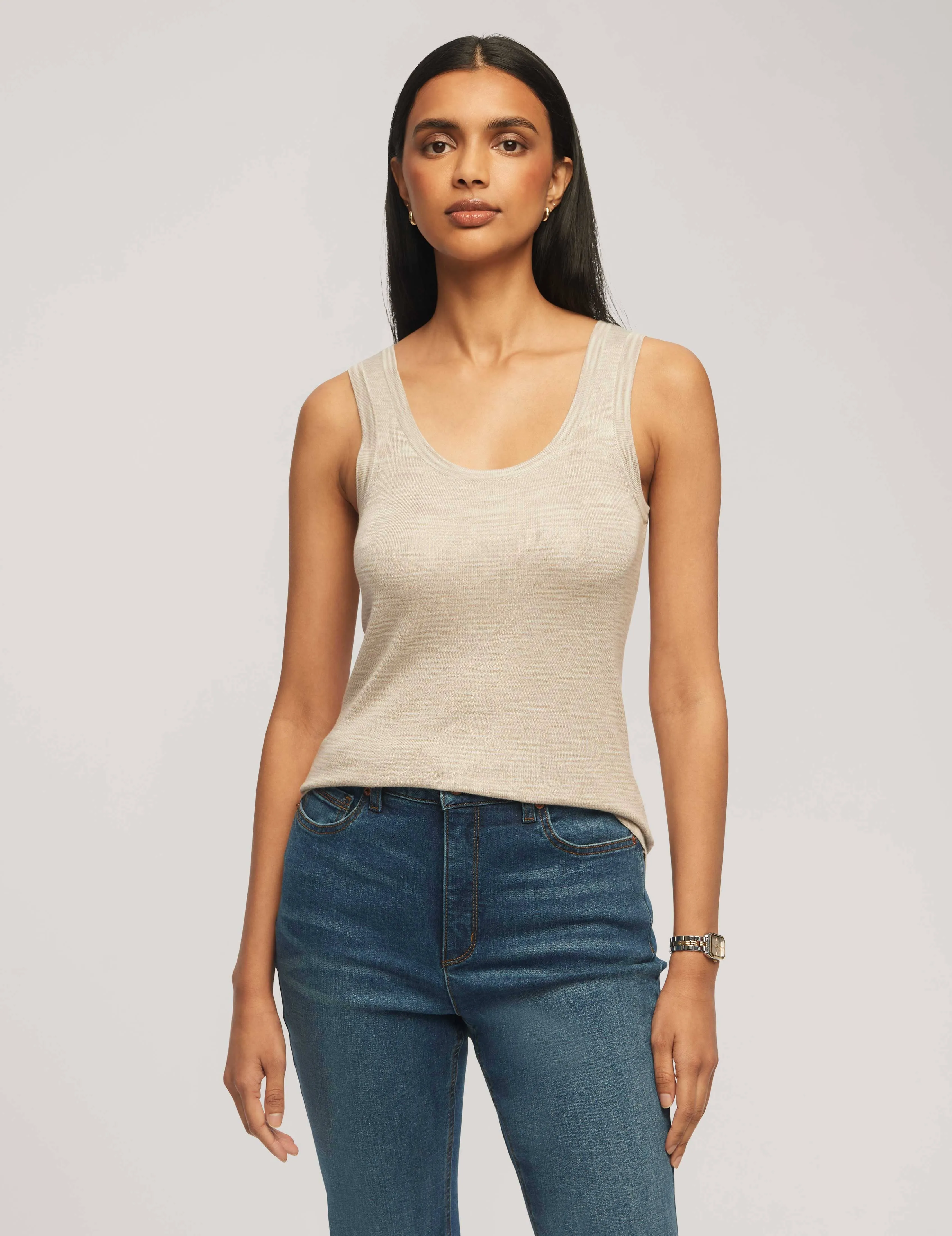 Space Dye Yarn Scoop Neck Tank - Sale sold by Anne Klein