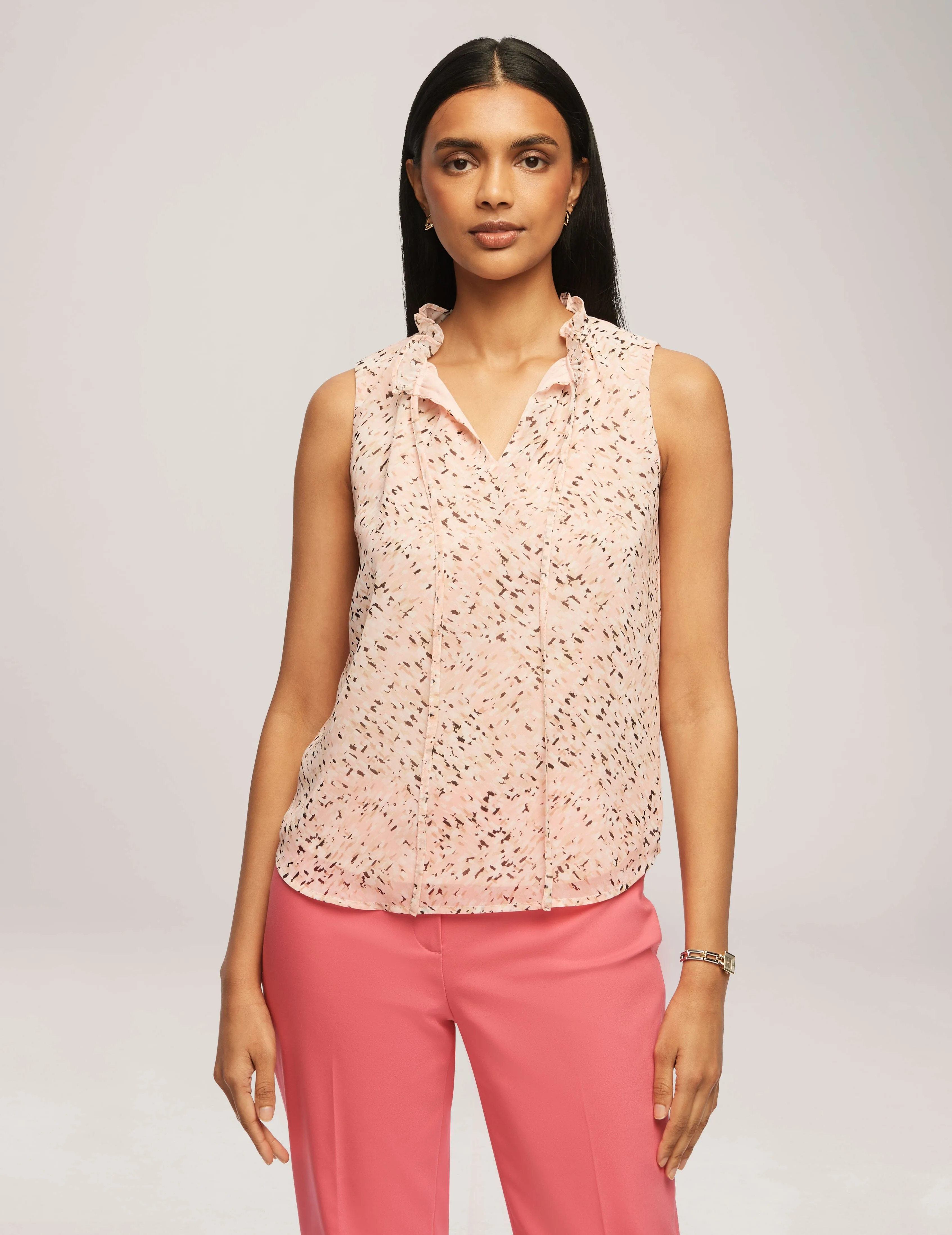 Printed Chiffon Sleeveless Tulla Blouse - Sale sold by Anne Klein