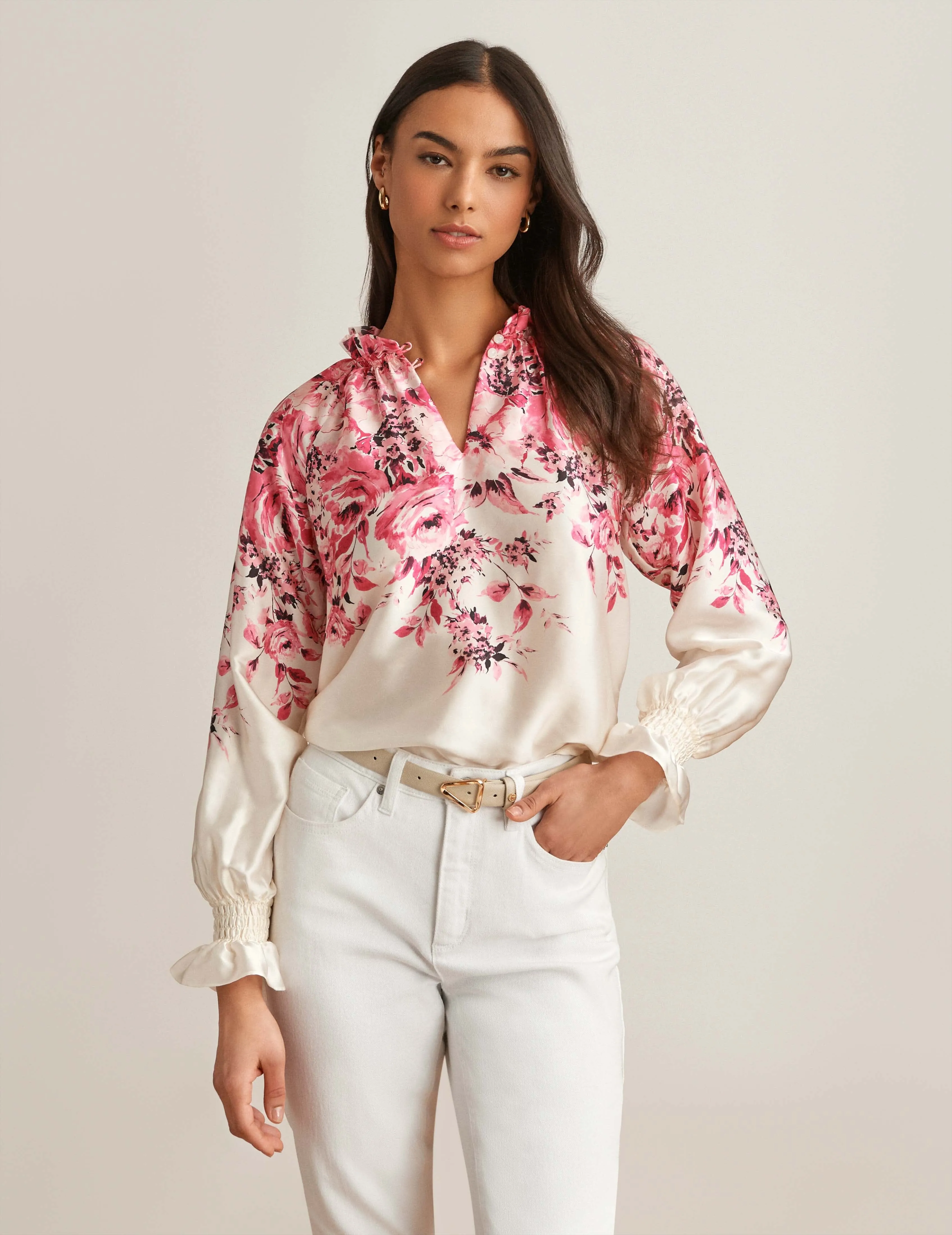 Ruffle Neck Blouse With Buttons - Sale sold by Anne Klein