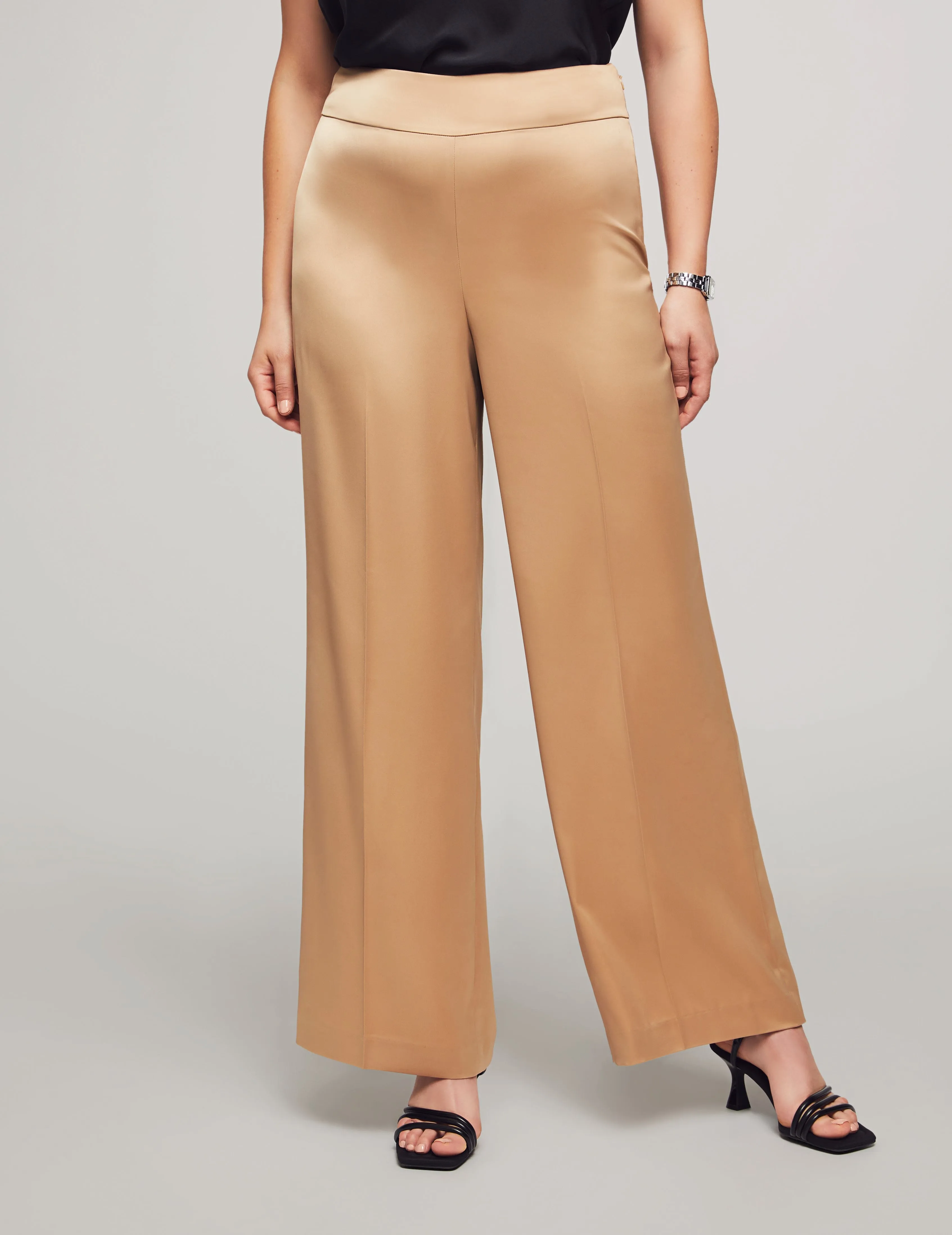Montreal Satin High Rise Side Zip Wide Leg Pant - Sale sold by Anne Klein