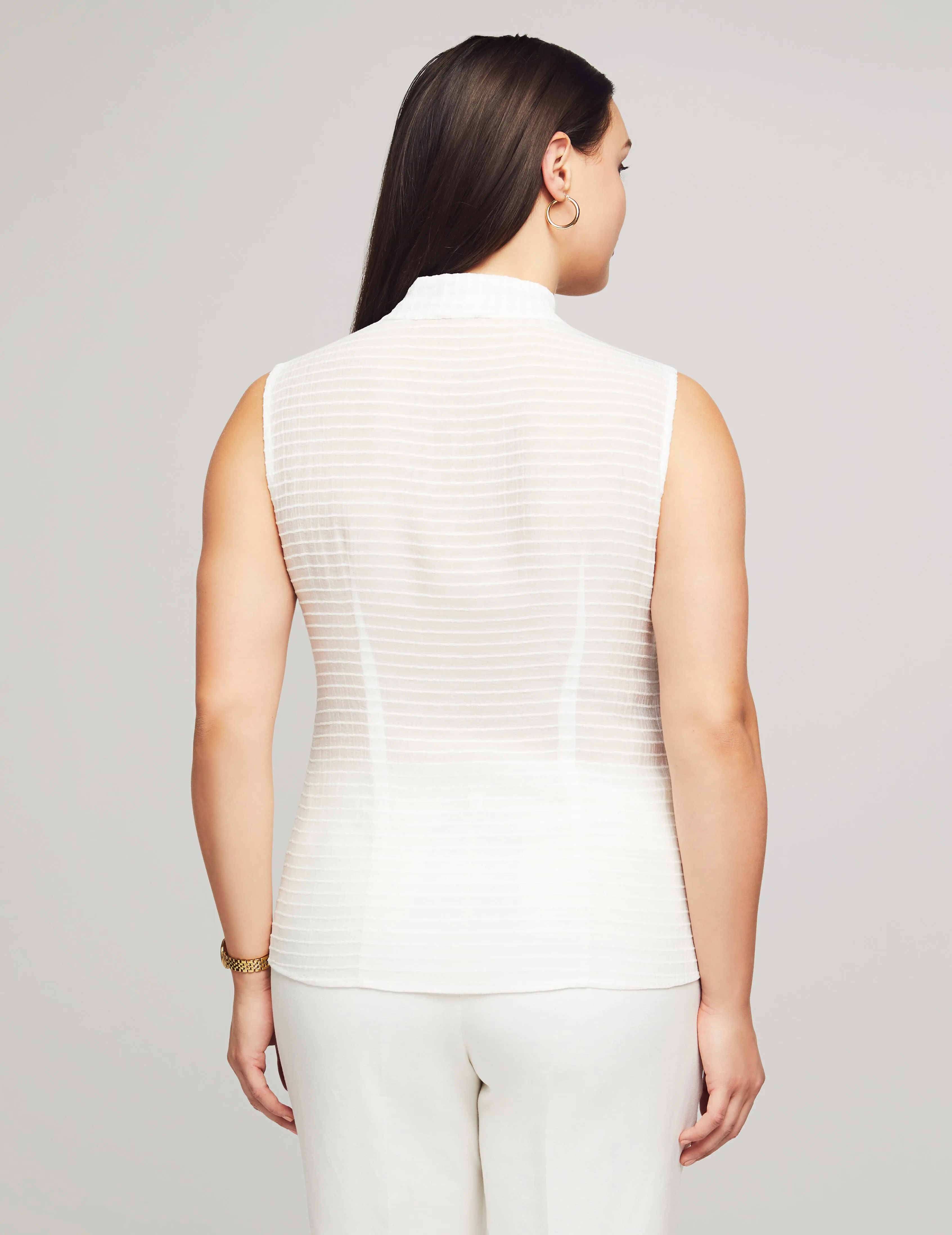 Textured Sleeveless Tie Neck Blouse - Sale sold by Anne Klein product image thumbnail 2