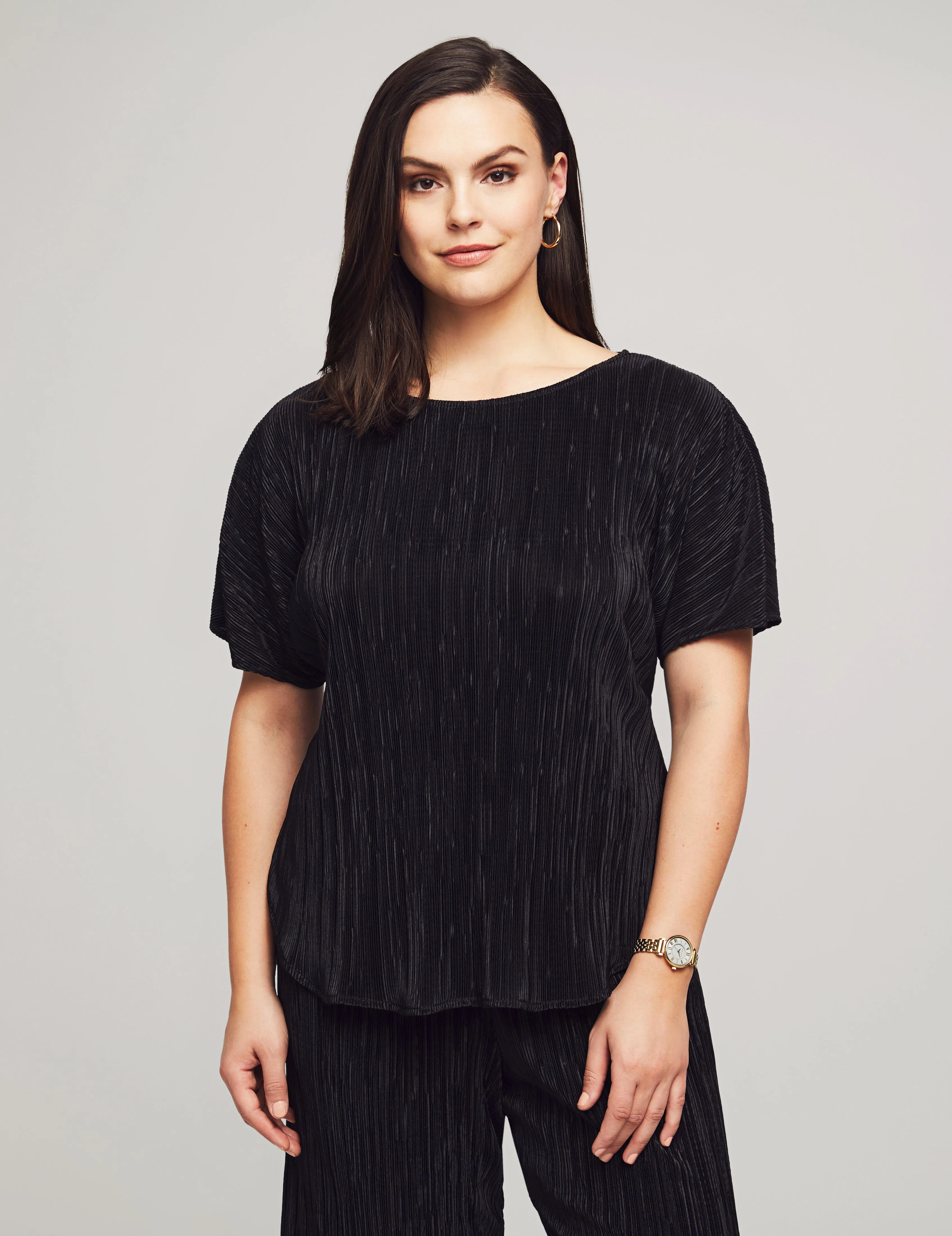 Bateau Dolman Pullover Mini Pleated Knit - Sale sold by Anne Klein