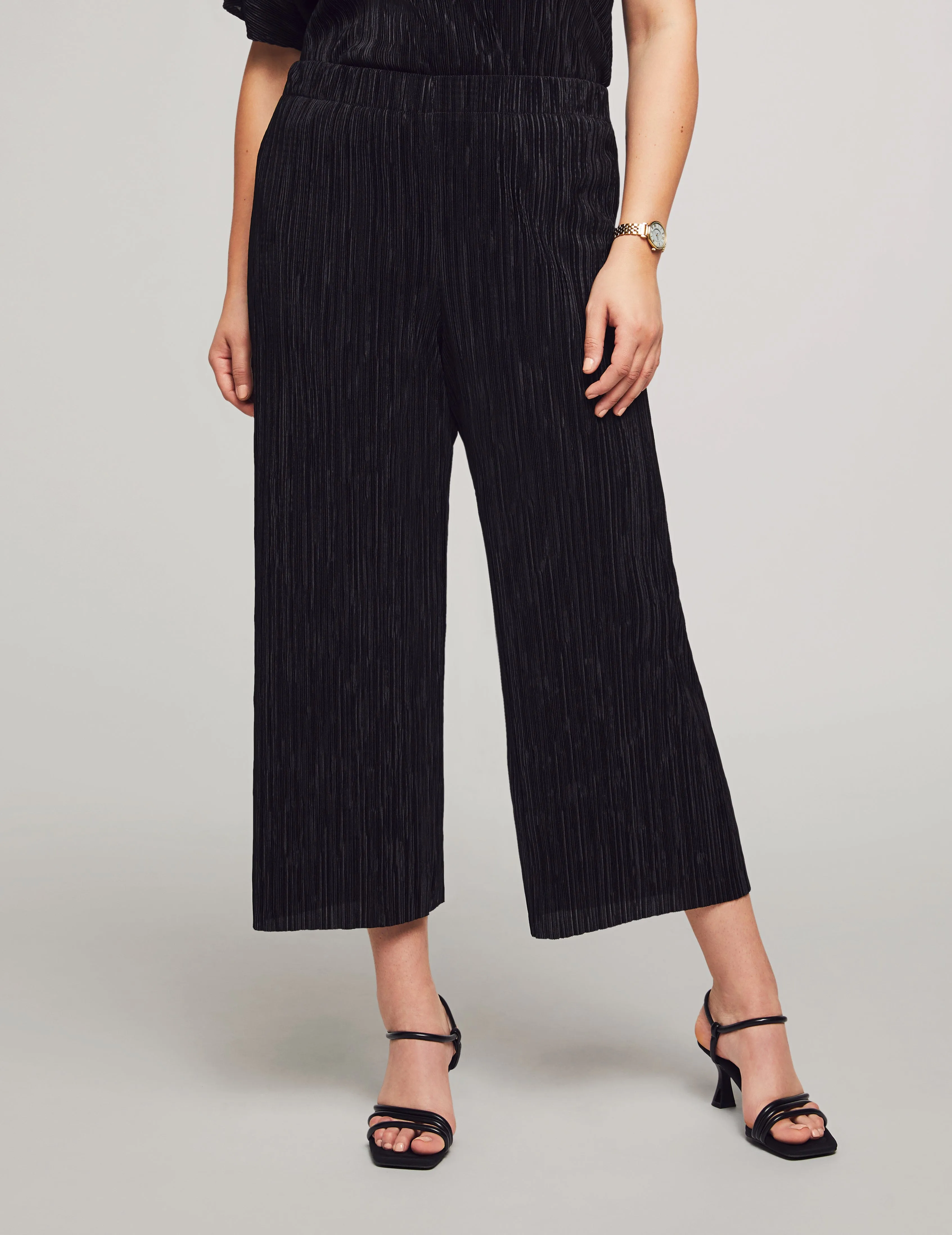 Pleated Knit Pull On Wide Leg Crop - Sale sold by Anne Klein