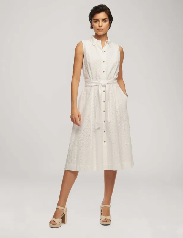 White Eyelet Diane Midi Shirt Dress - Sale sold by Anne Klein