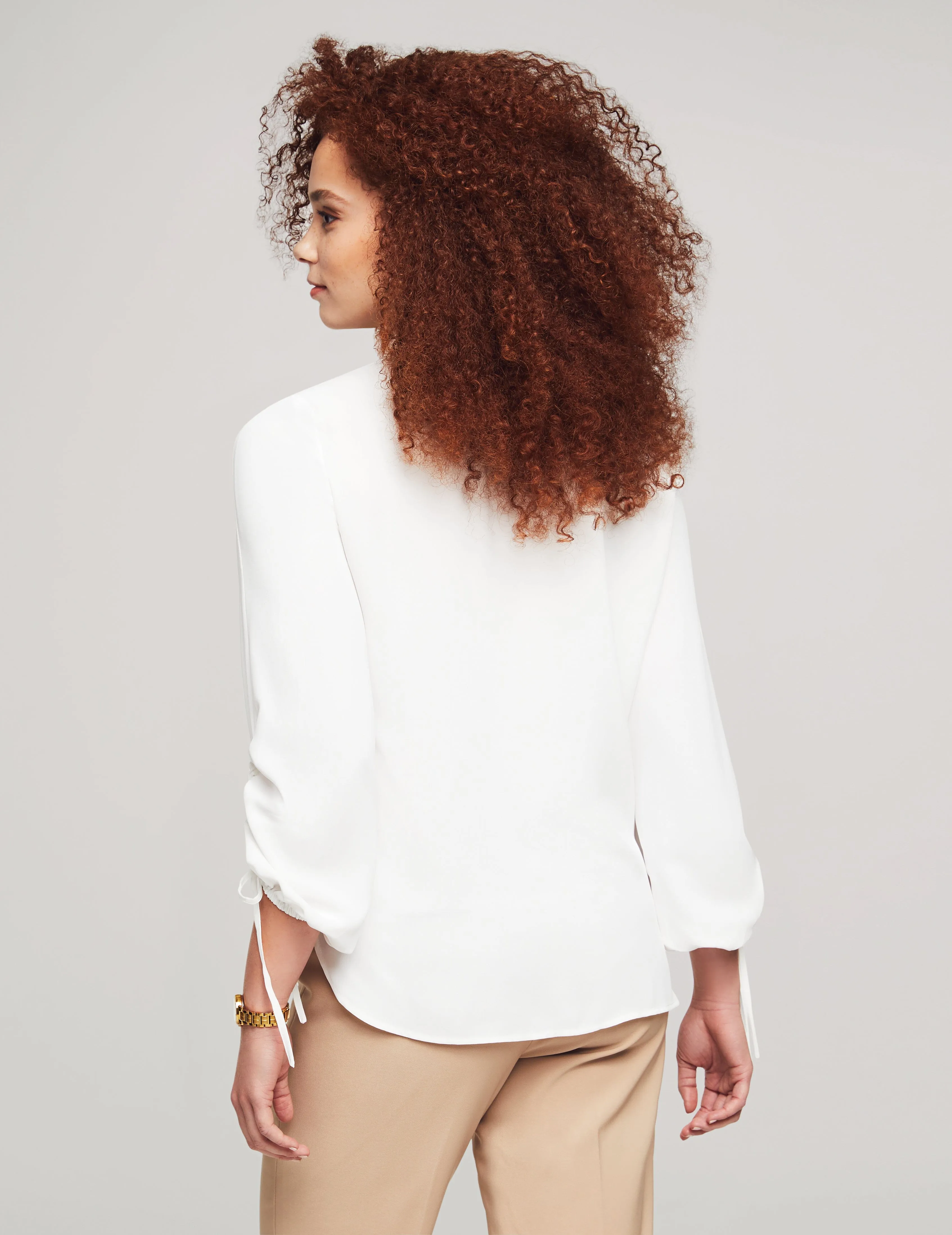 Ruched Sleeve Button-Down Blouse - Sale sold by Anne Klein product image thumbnail 3