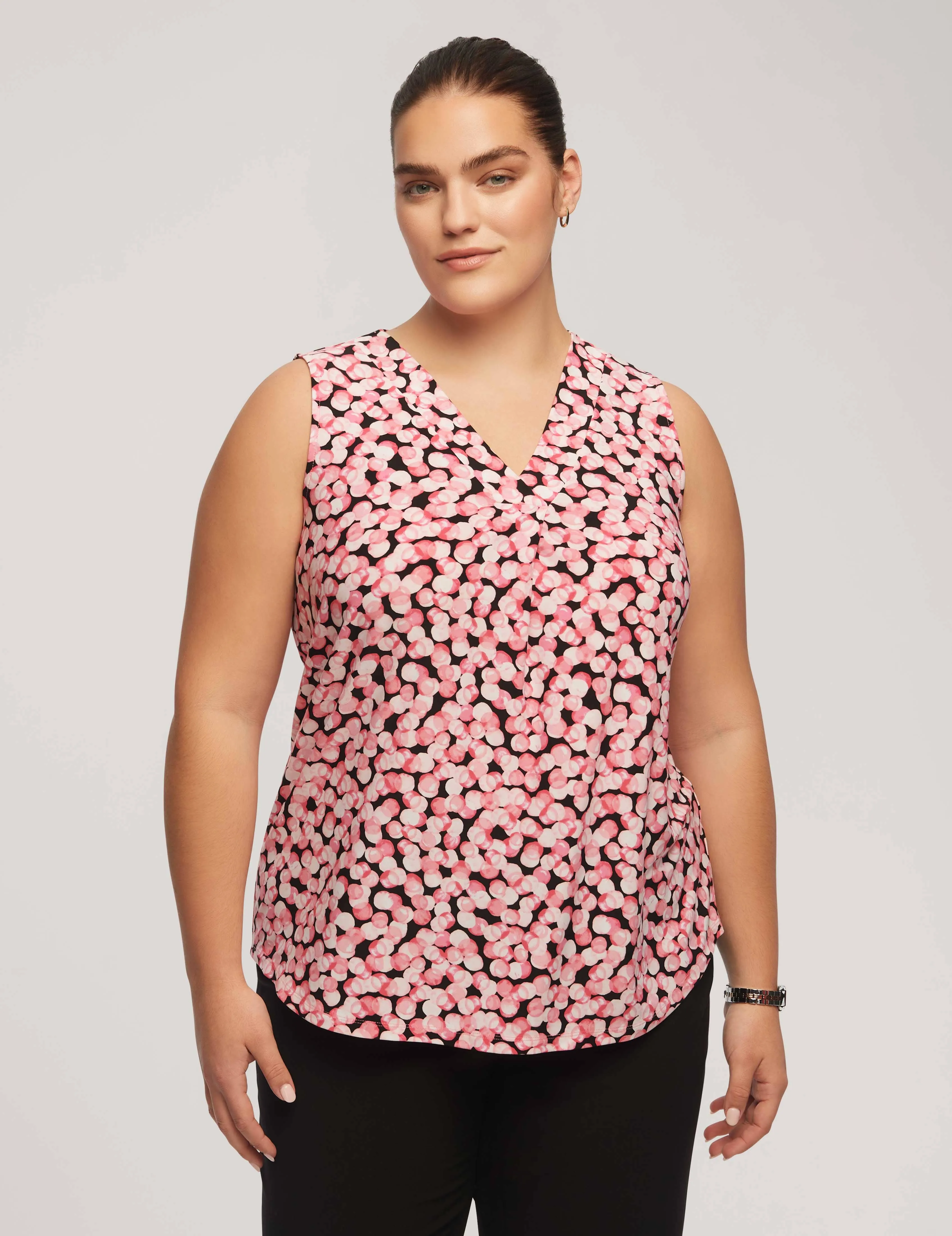Plus Size Printed Ity Pleat Front Shell - Sale sold by Anne Klein
