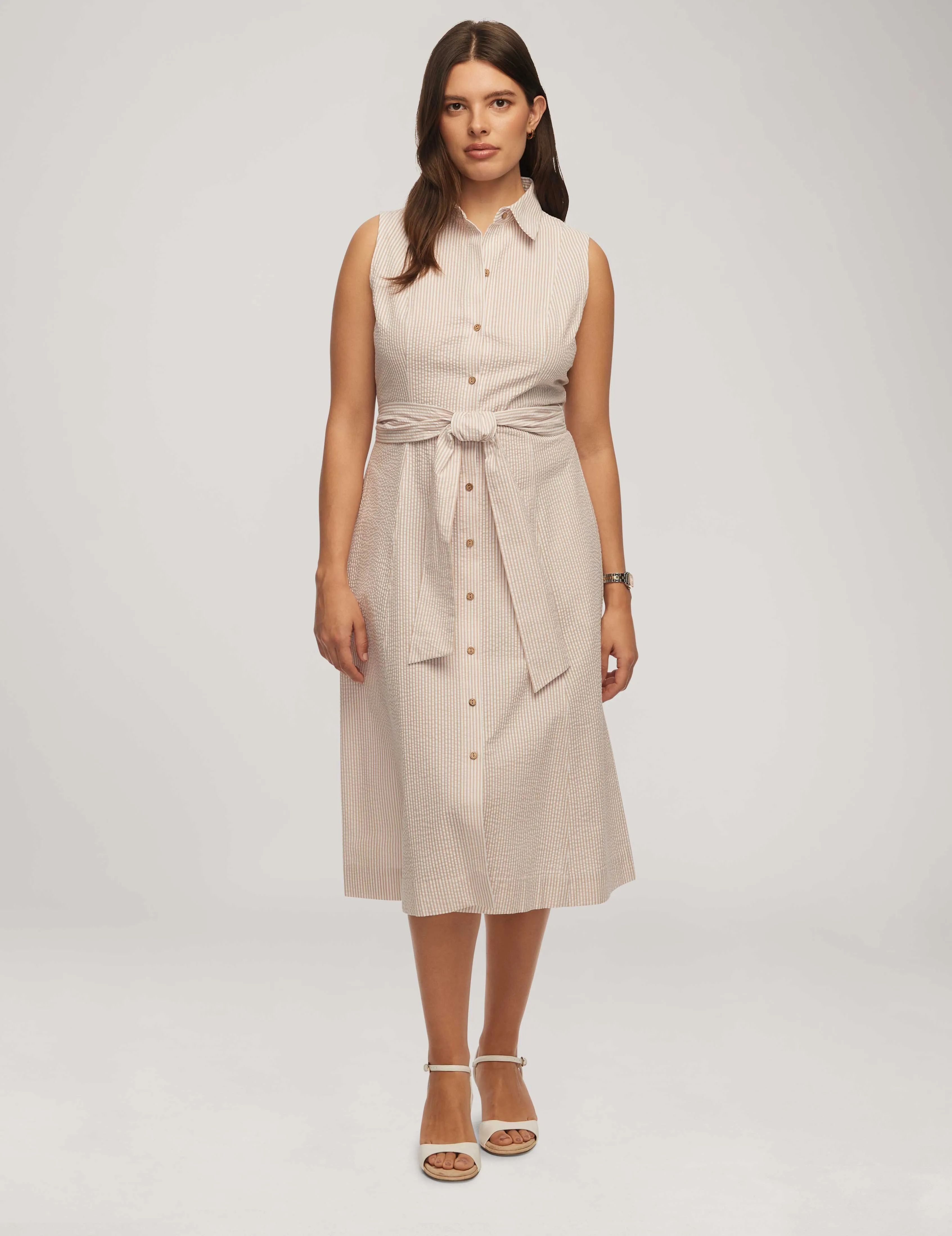 Seersucker Sleeveless Shirt Dress - Sale sold by Anne Klein