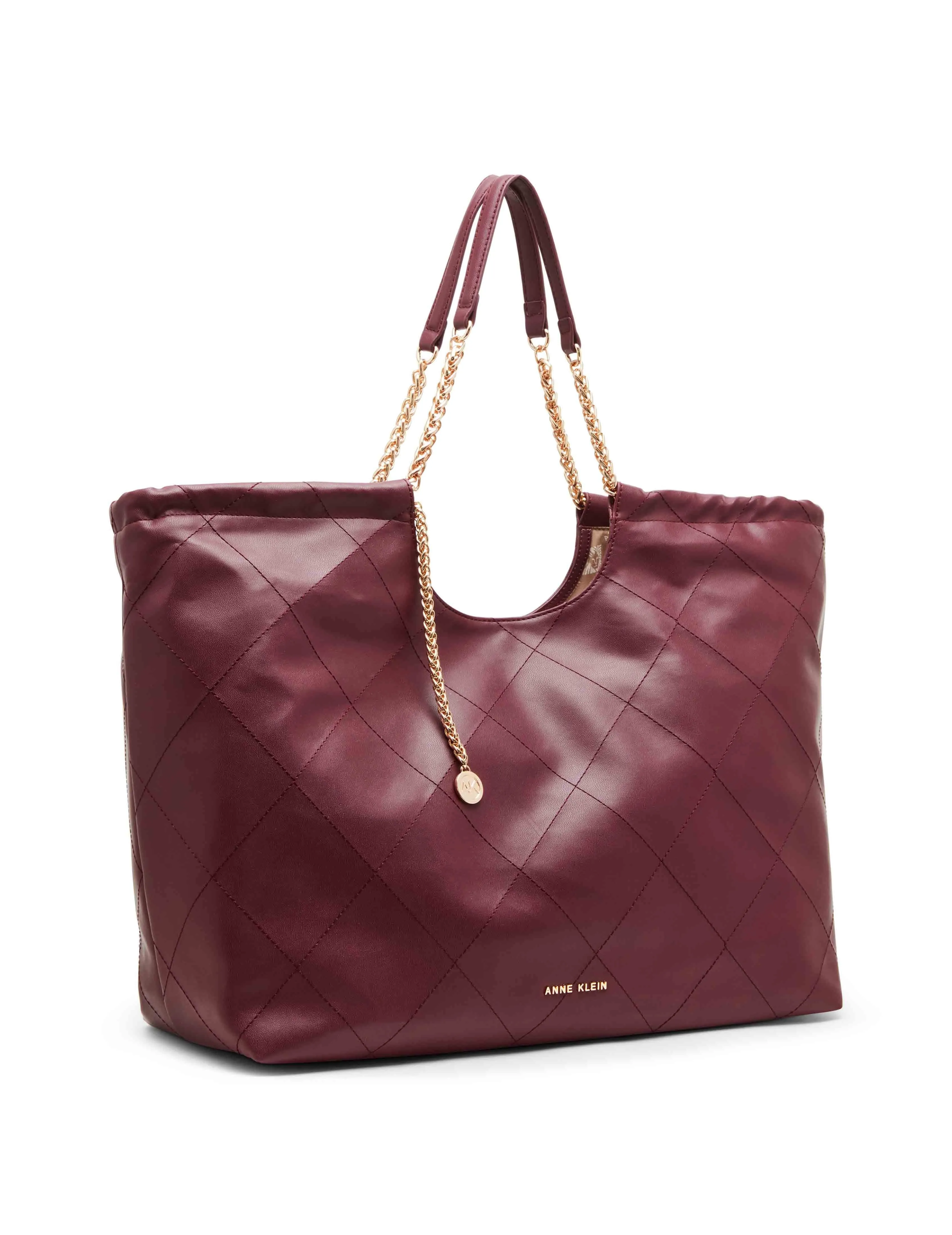 Large stitched quilted tote with chain strap sold by Anne Klein product image thumbnail 2