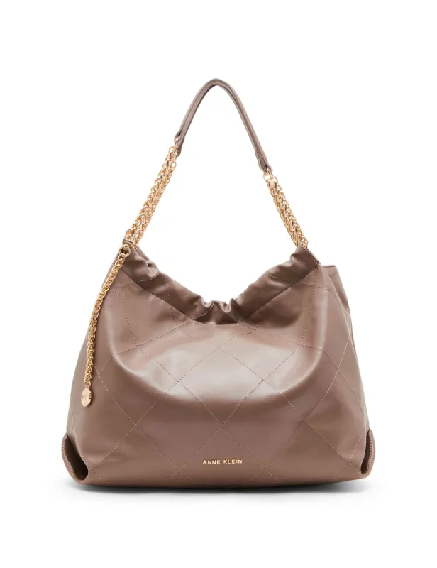 Soft stitched quilted hobo with chain strap sold by Anne Klein