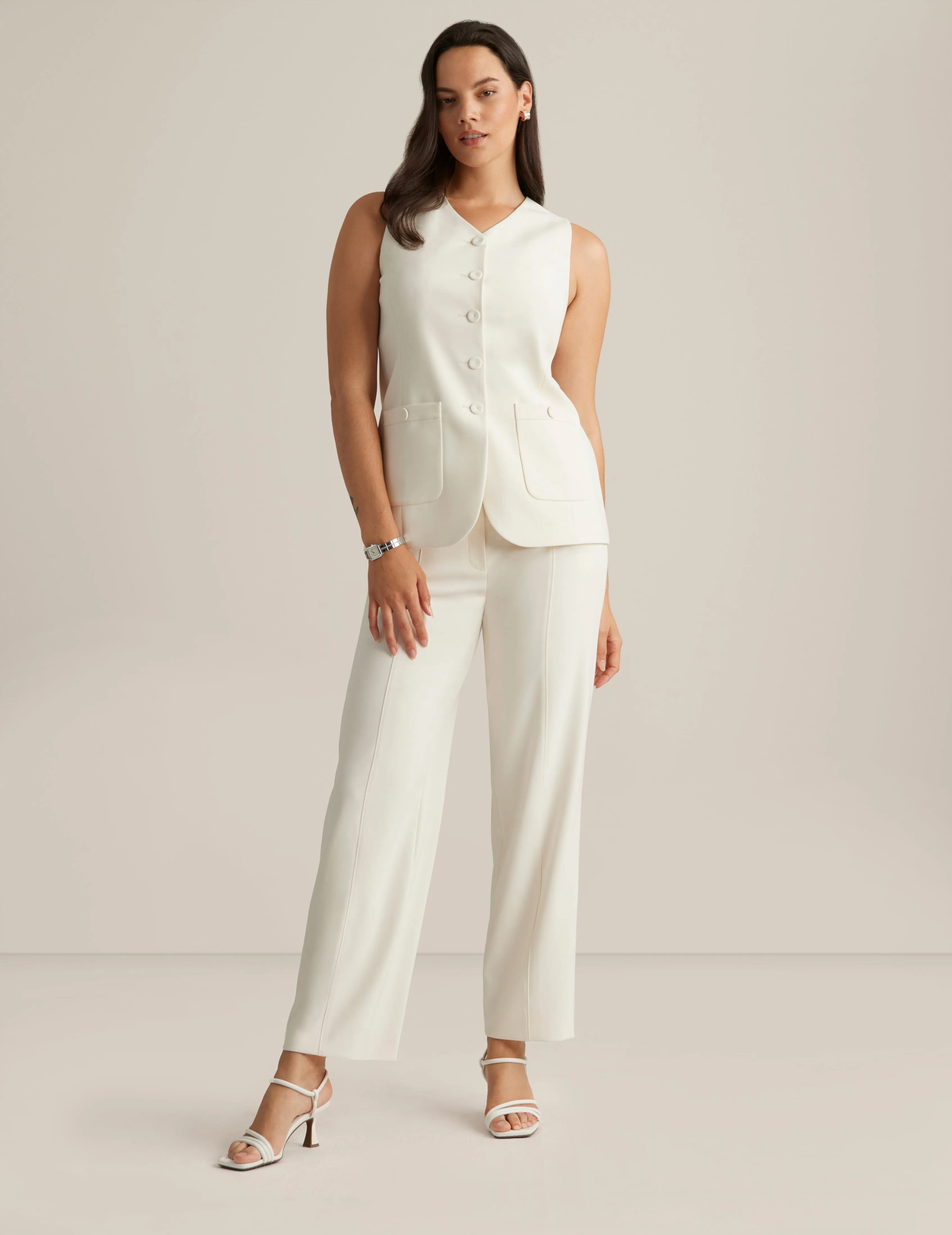 Anne Stretch Five Button Vest sold by Anne Klein