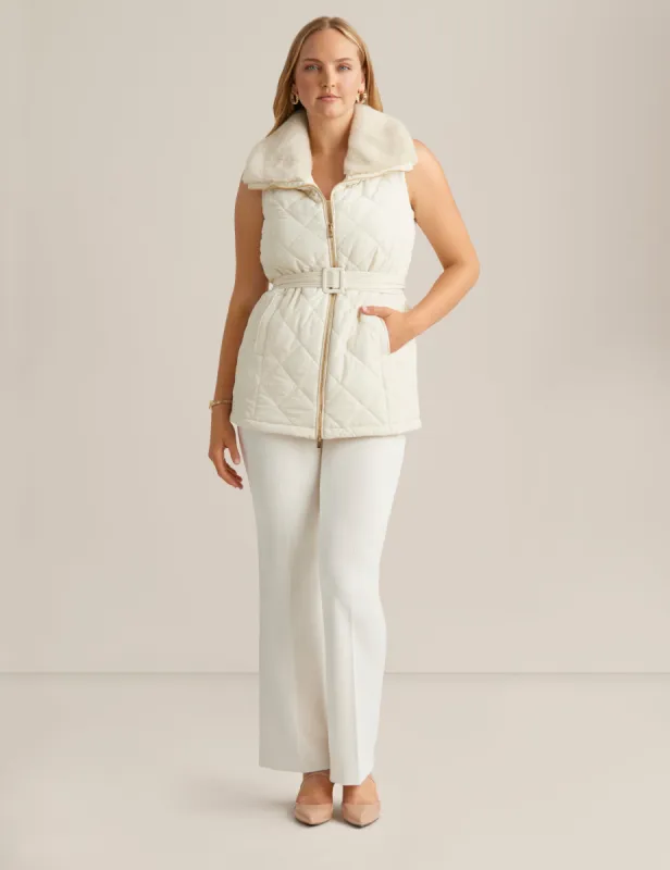 Quilted Vest & Faux Fur Collar sold by Anne Klein