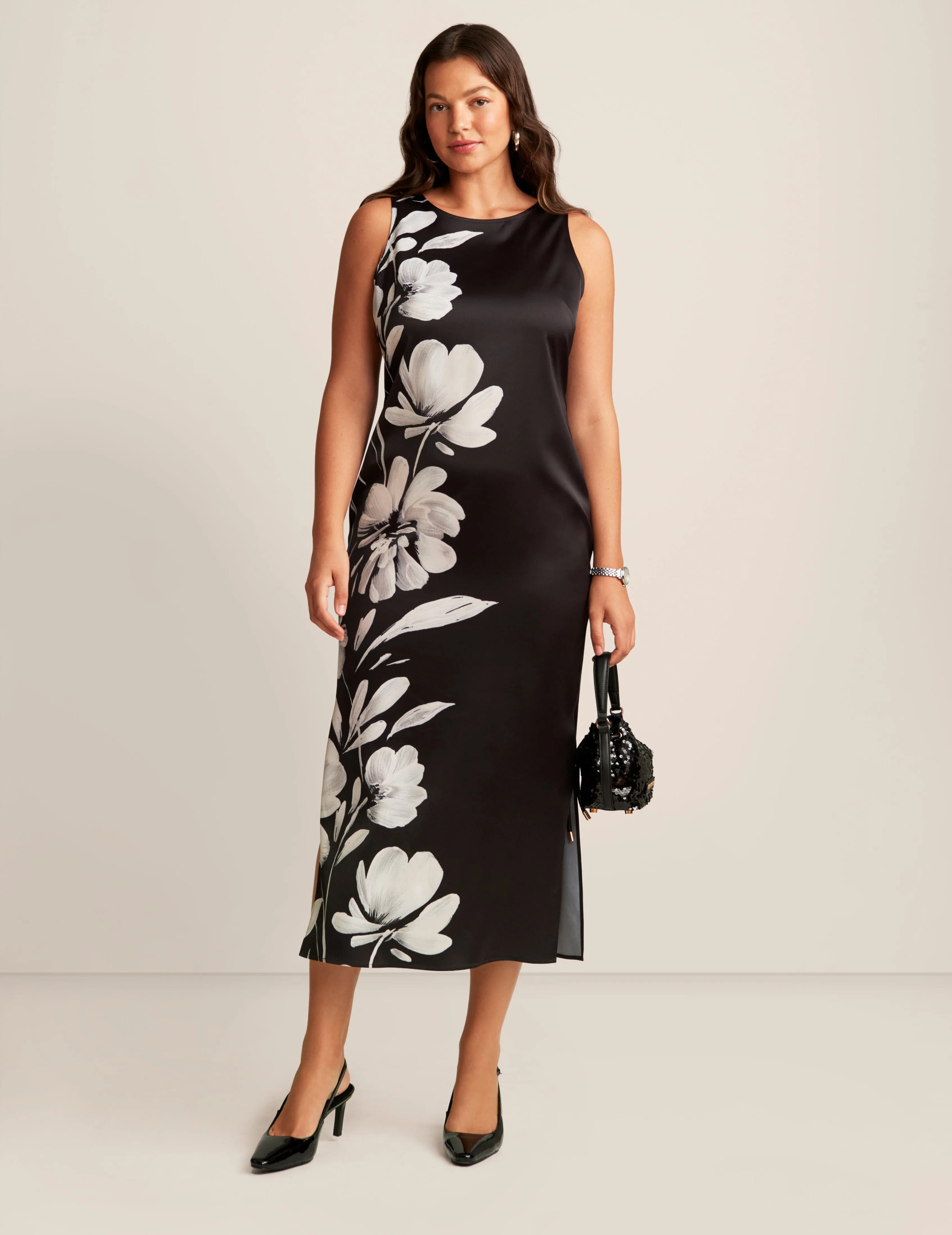 Sleeveless Draped Neck Midi Dress sold by Anne Klein