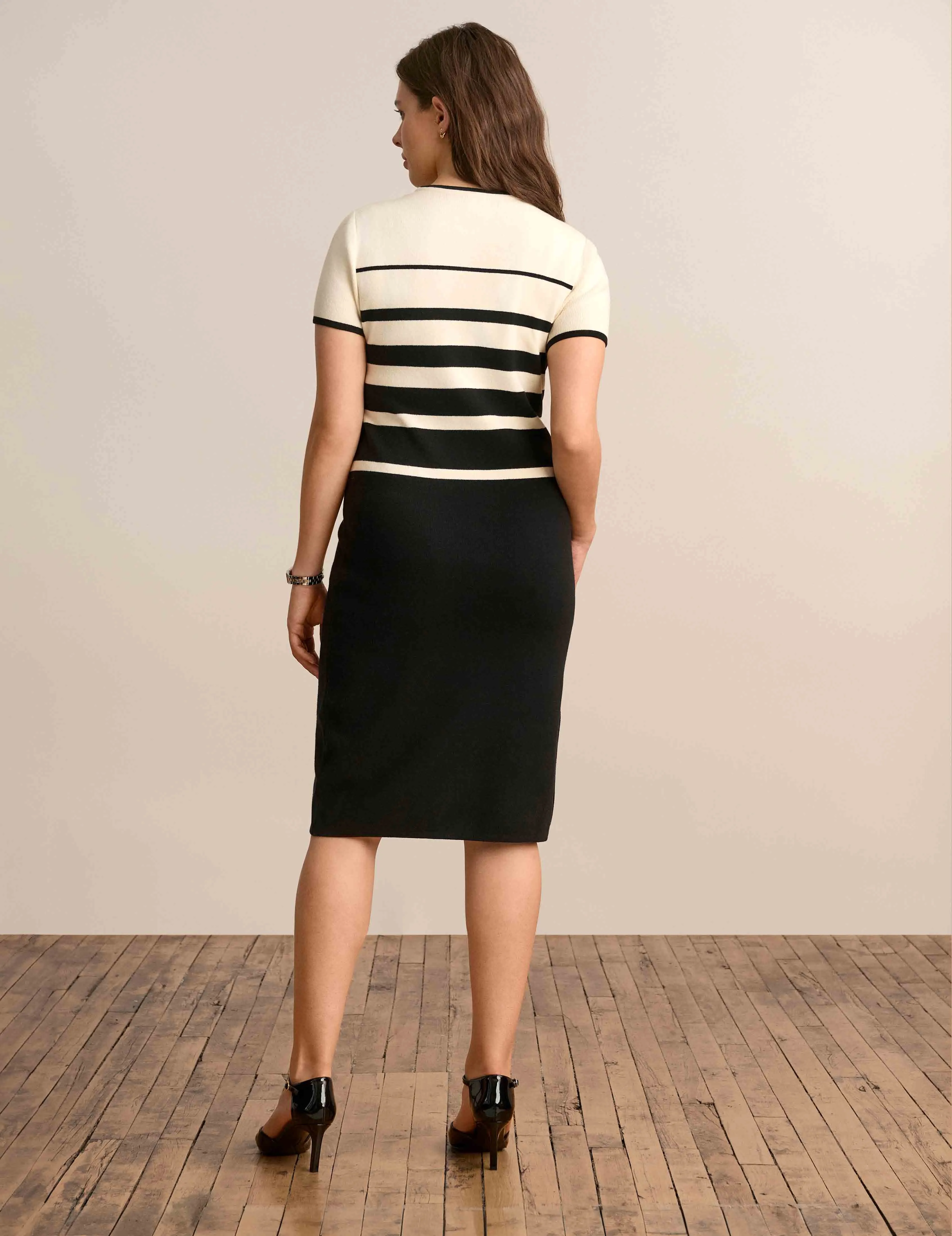 Multi Stripe Short Sleeve Crew Neck Dress - Sale sold by Anne Klein product image thumbnail 2