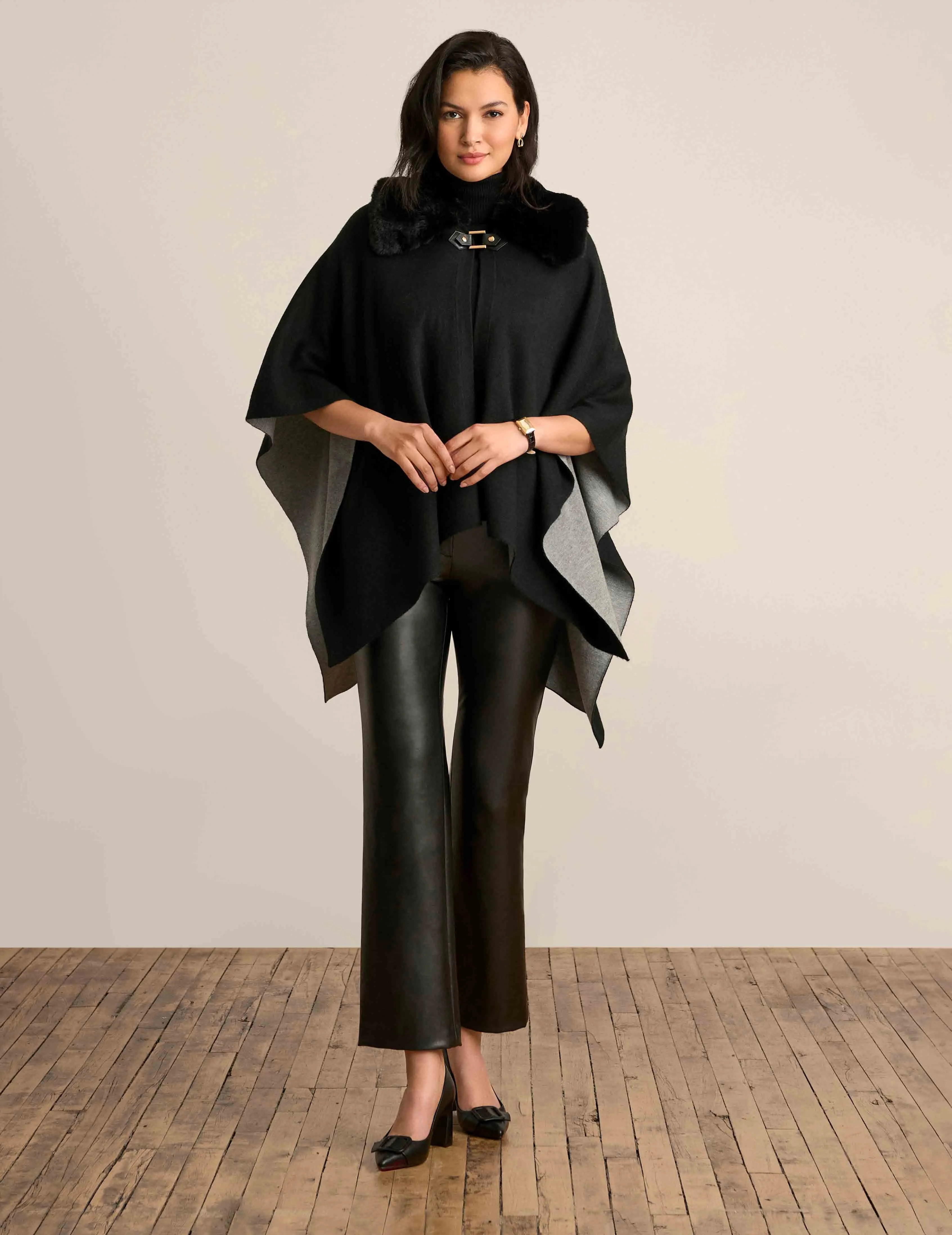Fur Trim Buckle Cape - Sale sold by Anne Klein
