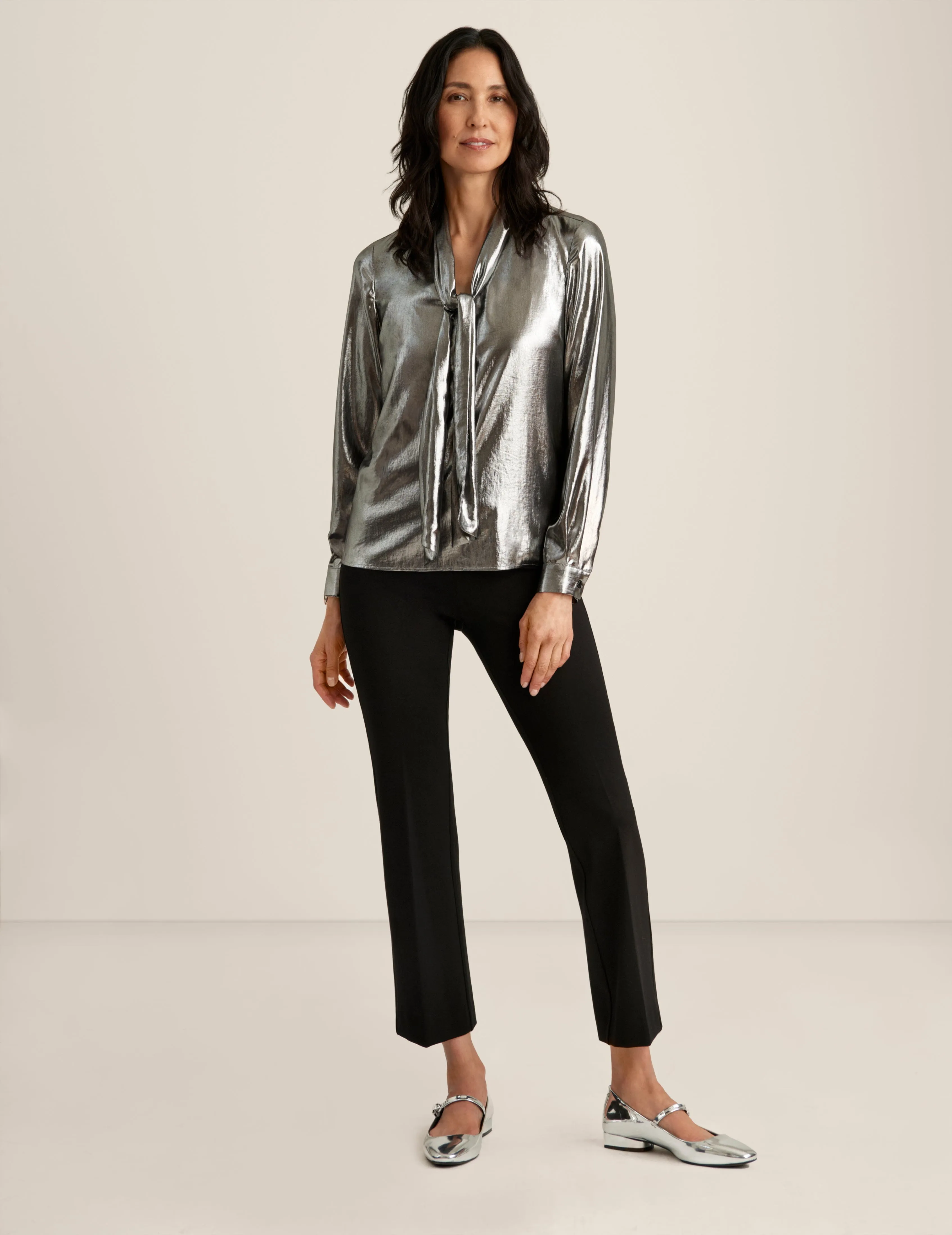 Petite Long Sleeve Tie Neck Blouse sold by Anne Klein