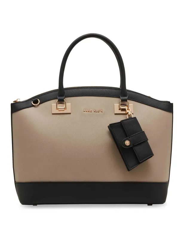 Large structured dome satchel with convertible strap sold by Anne Klein