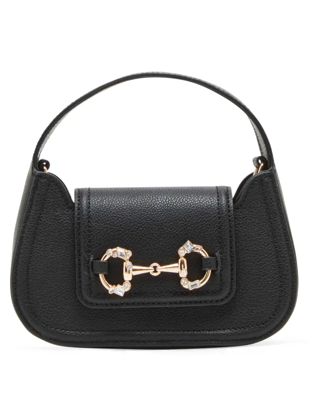 Crystal horsebit mini top handle with convertible strap sold by Anne Klein