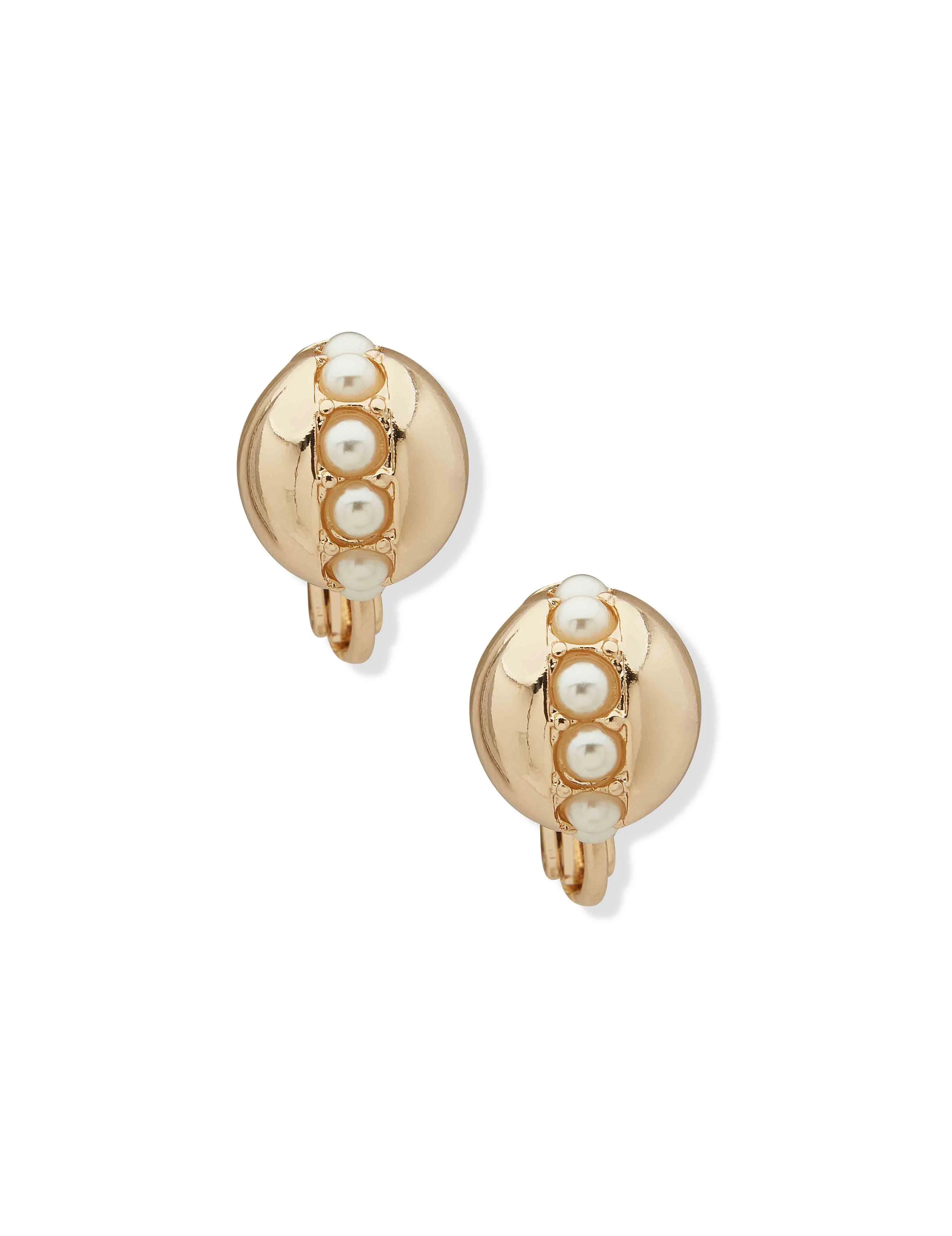 Pearled Gold Button Earring sold by Anne Klein