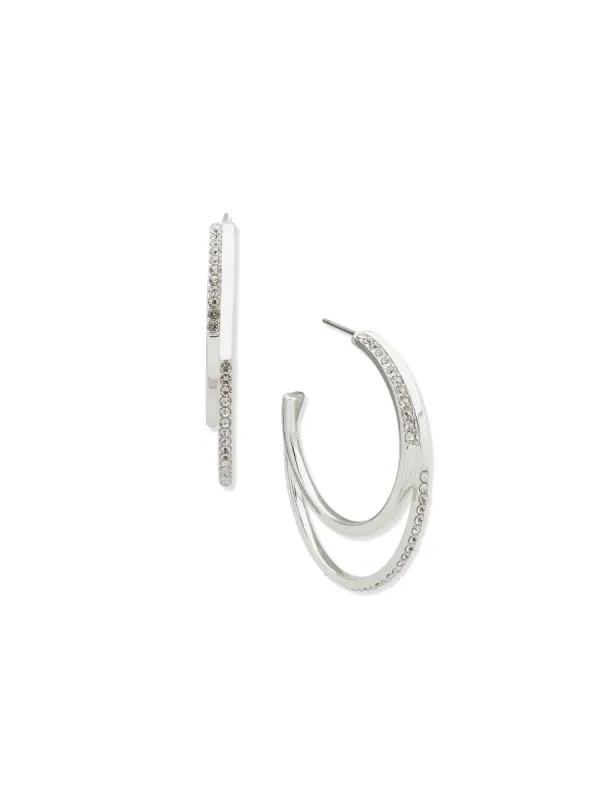 Double Row Hoop - Silver/Crystal sold by Anne Klein
