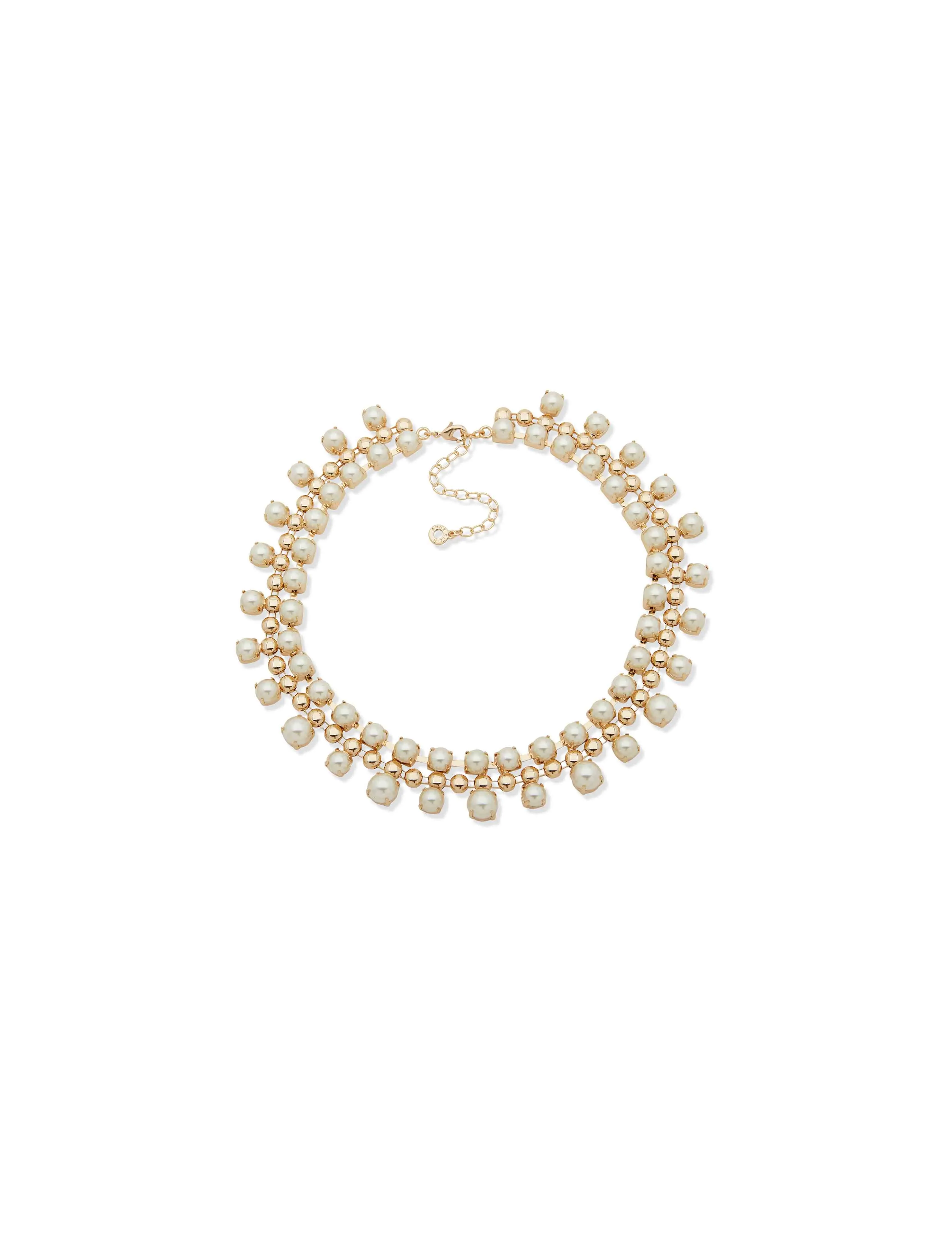 Pearl & Metal Dome Statement Necklace sold by Anne Klein