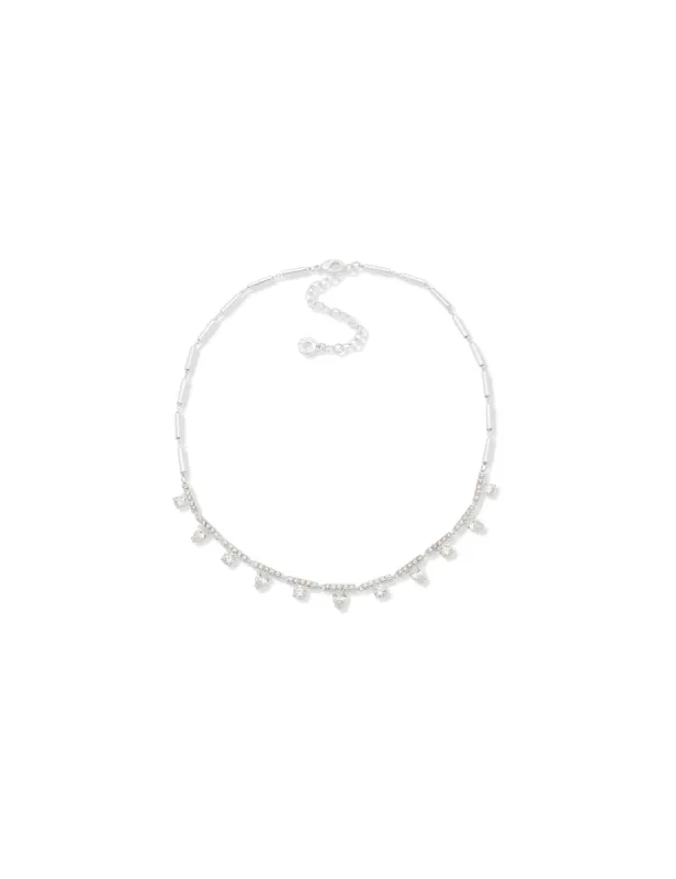 Station Front Necklace - Silver Crystal sold by Anne Klein