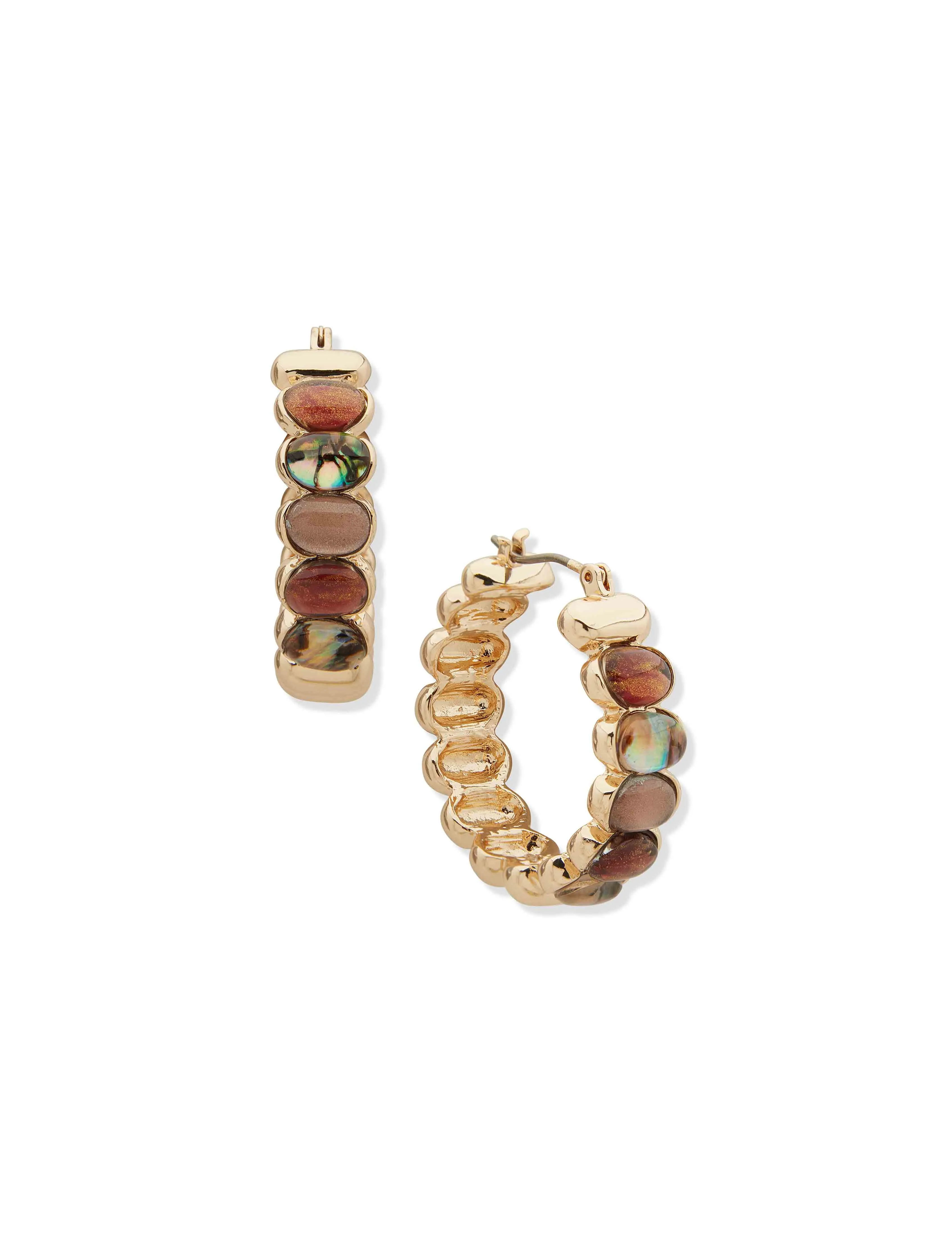 Cab Hoop Earring - Gold/Blush sold by Anne Klein