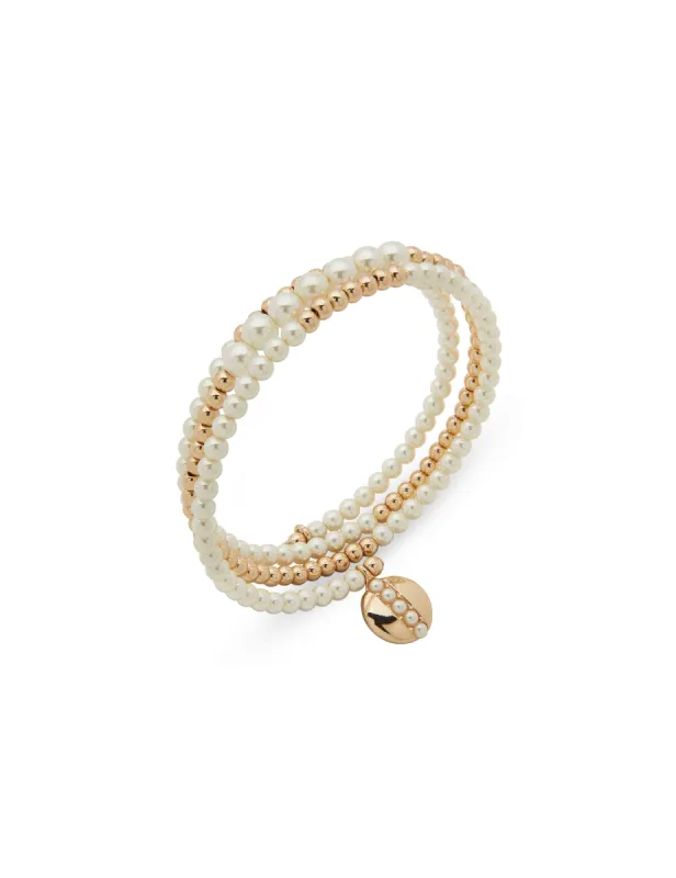 Pearl & Metal Dome Bracelet sold by Anne Klein