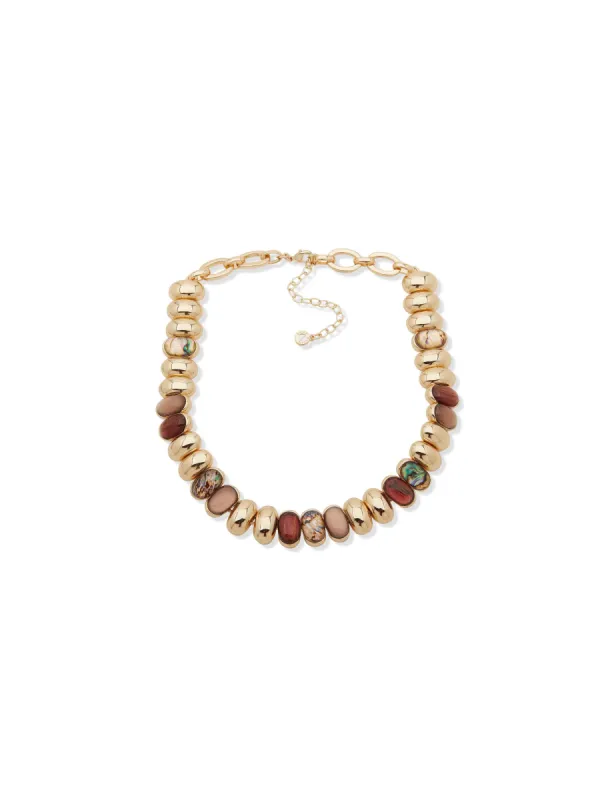 Chain Link Multirow Necklace - Gold/Blush sold by Anne Klein