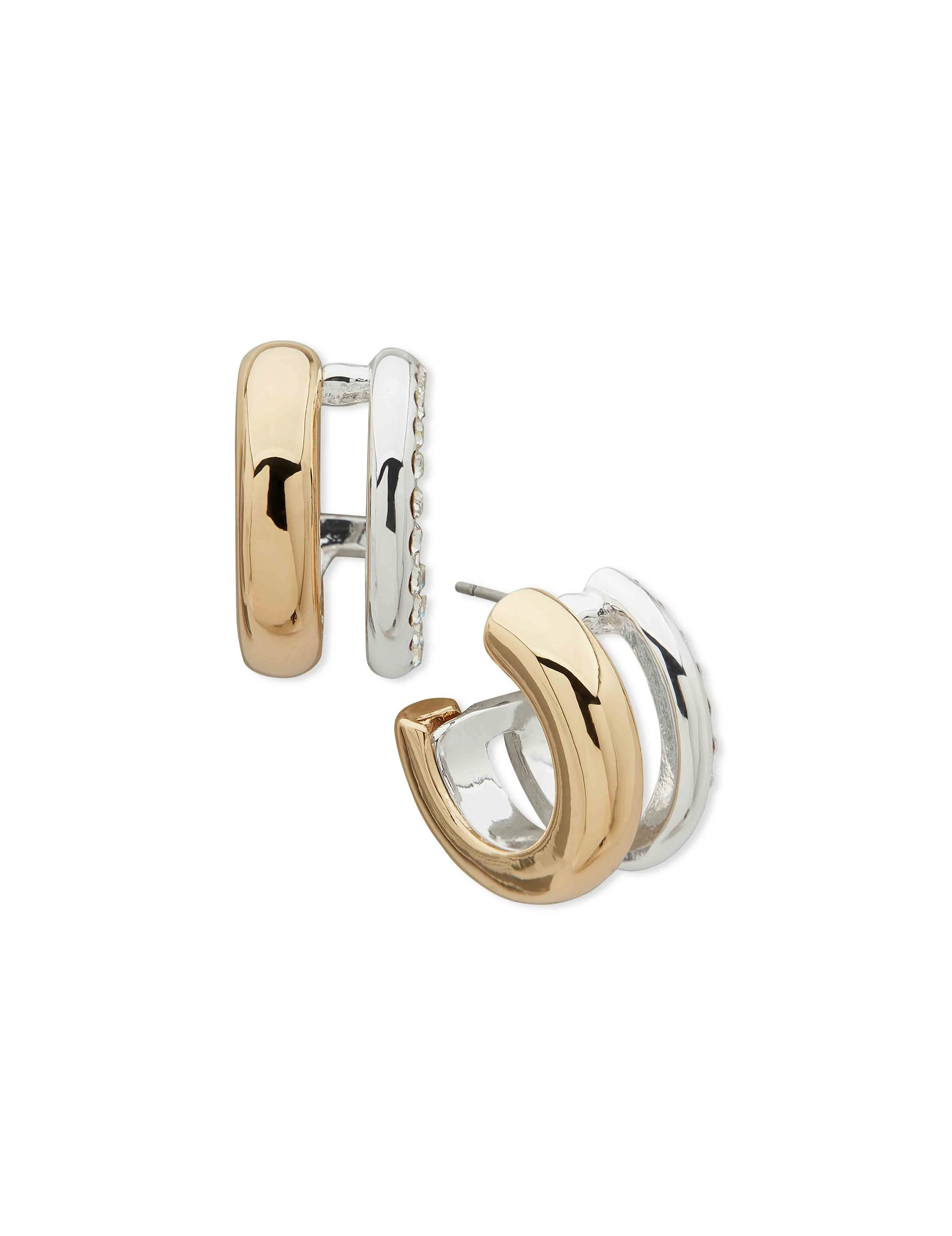 Double Row Hoop - Gold/Silver/Crystal sold by Anne Klein