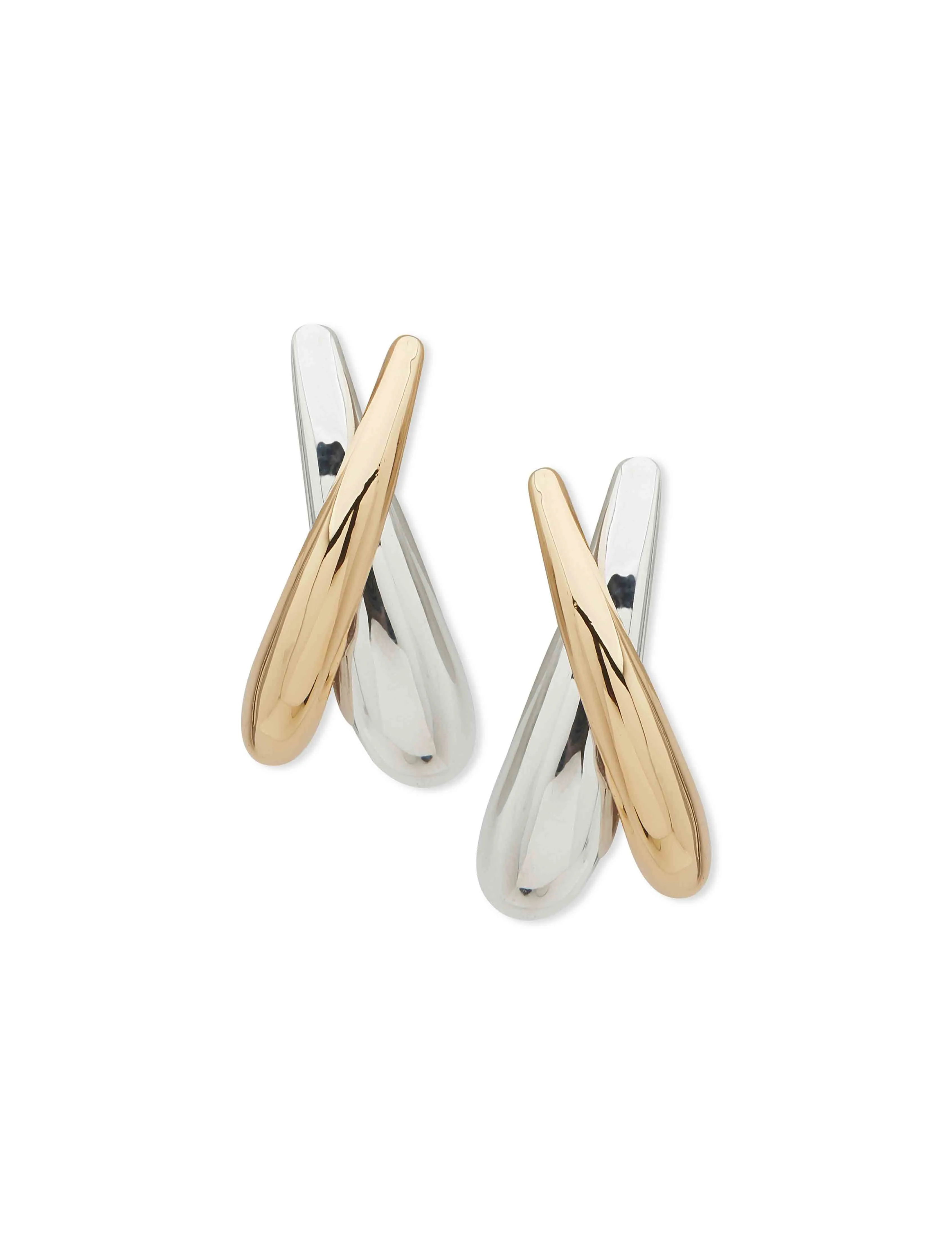 Two Tone Criss Cross Earring sold by Anne Klein