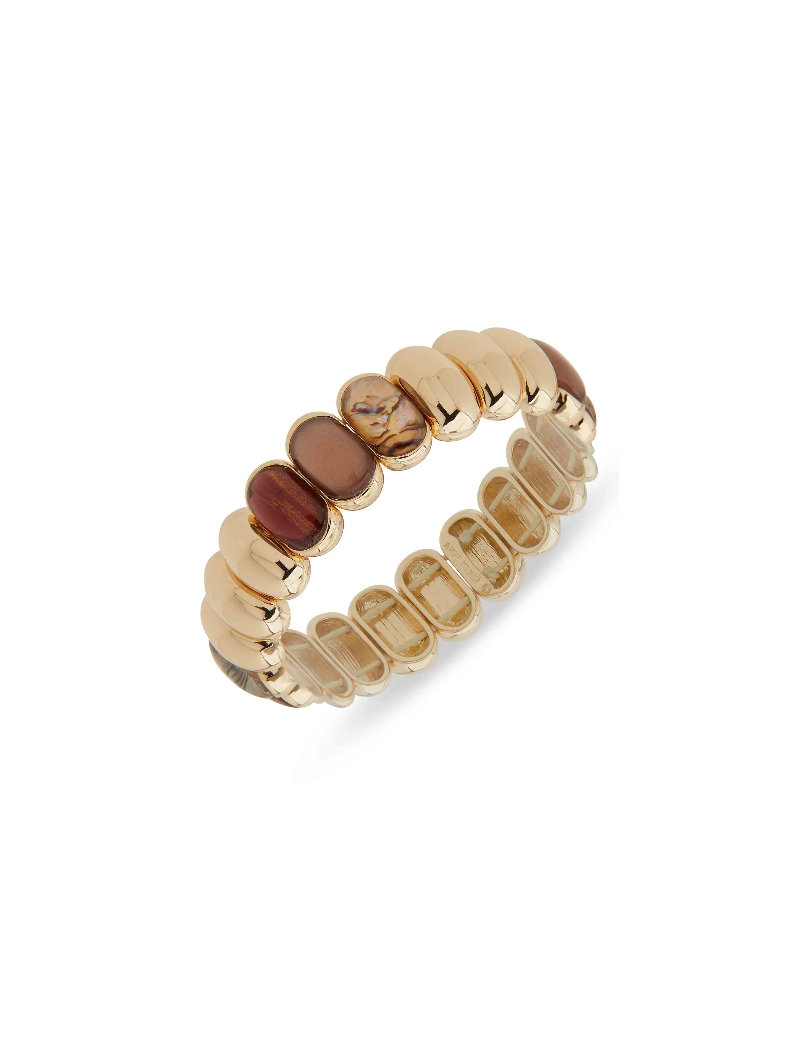 Cab Tiled Stretch Bracelet - Gold/Blush sold by Anne Klein