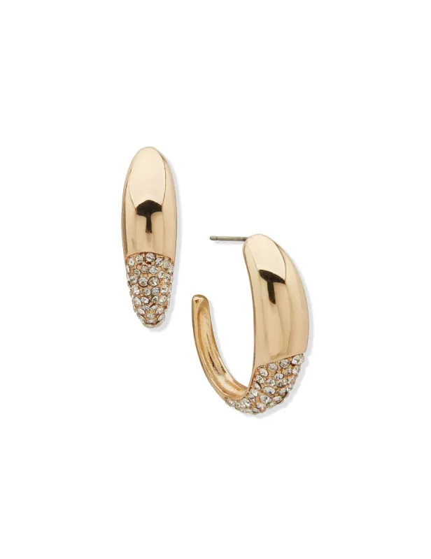 Pave Hoop Earring - Gold / Crystal sold by Anne Klein