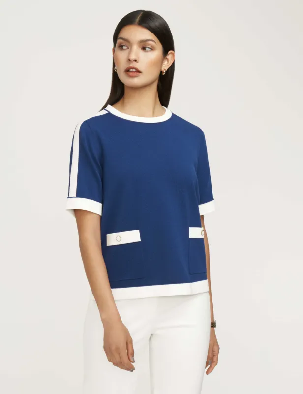 Color Block Patch Pocket Top- Sale sold by Anne Klein