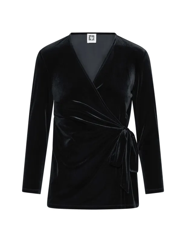 Velour Three-Quarter Sleeve Wrap Top- Sale sold by Anne Klein