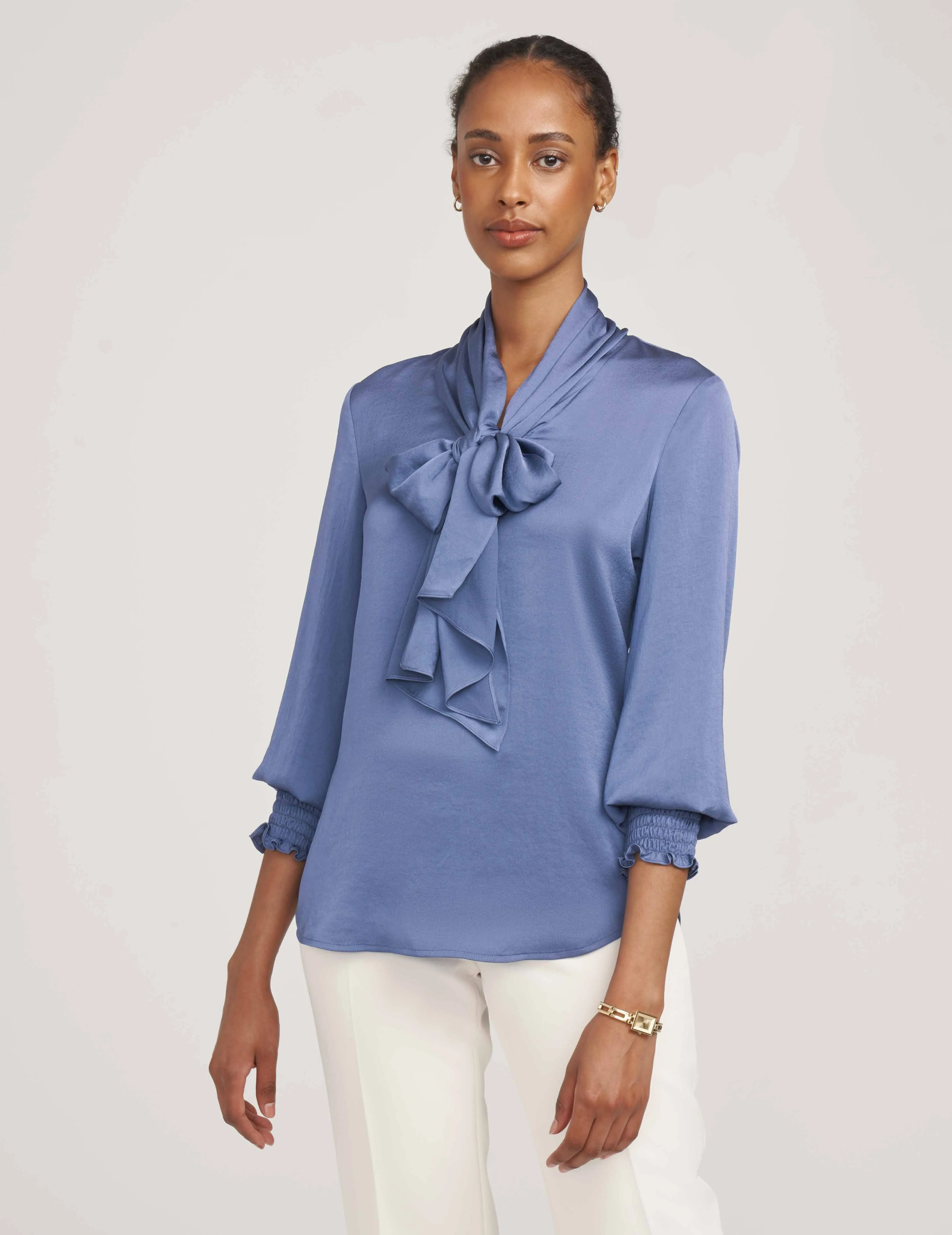 Smocked Cuff Bow Blouse- Sale sold by Anne Klein product image thumbnail 2