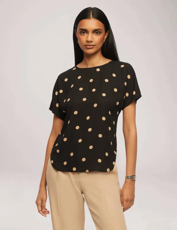 Large Dot Bateau Neck Short Sleeve Blouse - Sale sold by Anne Klein
