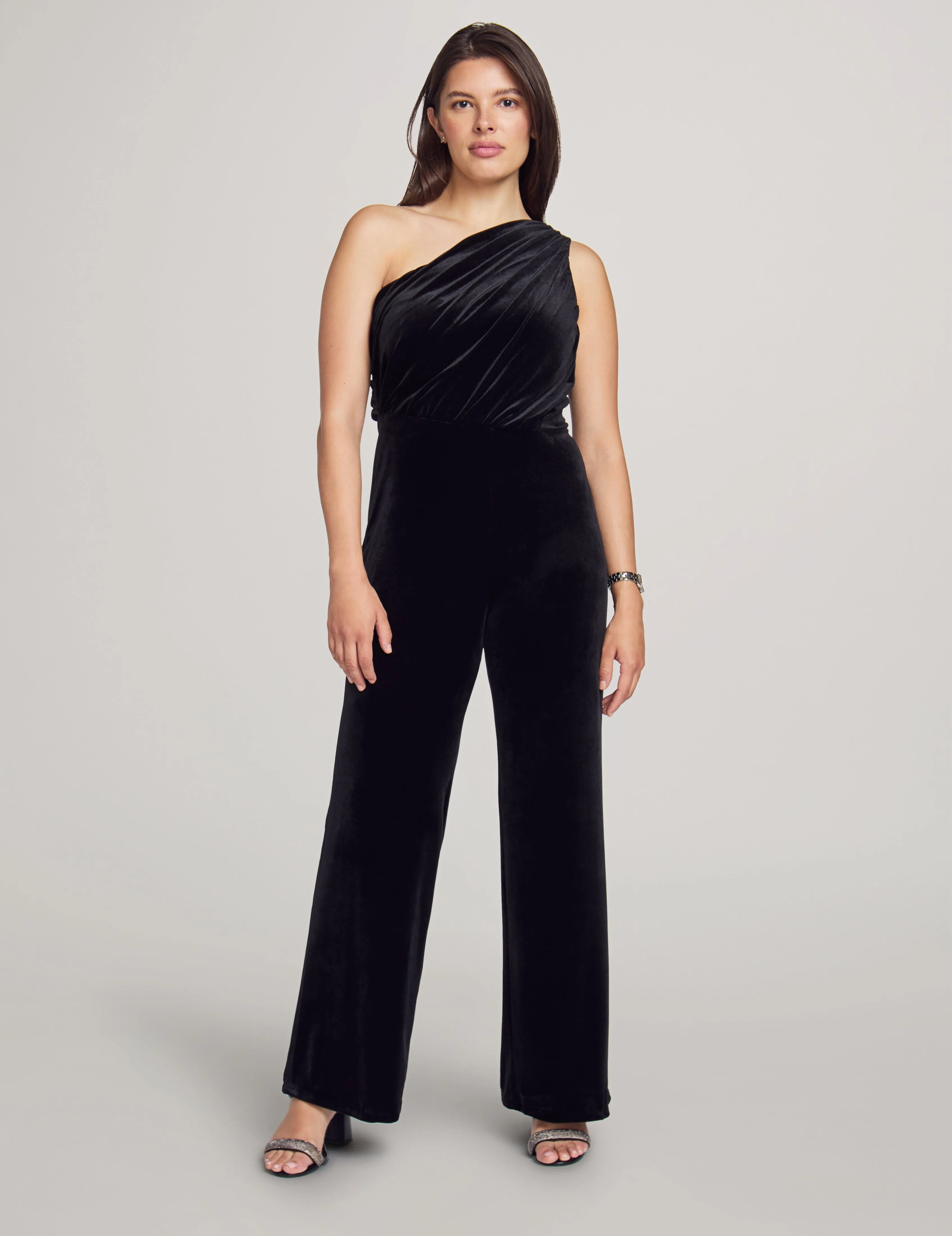 One Shoulder Velvet Jumpsuit - Sale sold by Anne Klein product image thumbnail 2
