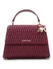 Medium ruched flap top handle with convertible strap sold by Anne Klein