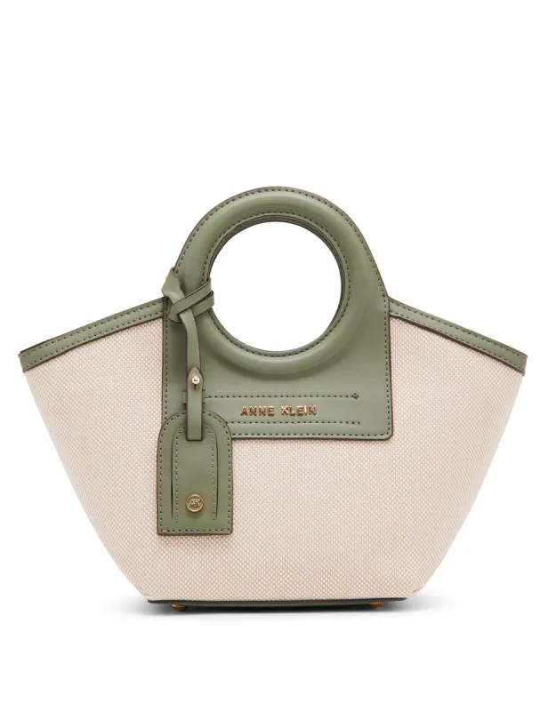 Round Handle Straw Satchel sold by Anne Klein