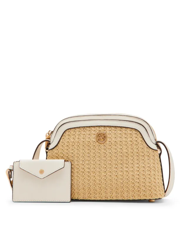 Texturized Straw Dome Crossbody With Card Case sold by Anne Klein