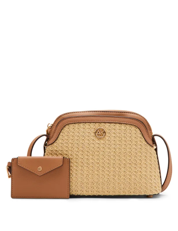 Texturized Straw Dome Crossbody With Card Case sold by Anne Klein