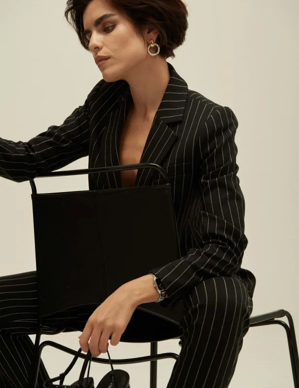 Pinstripe One Button Notched Collar Jacket - Sale sold by Anne Klein