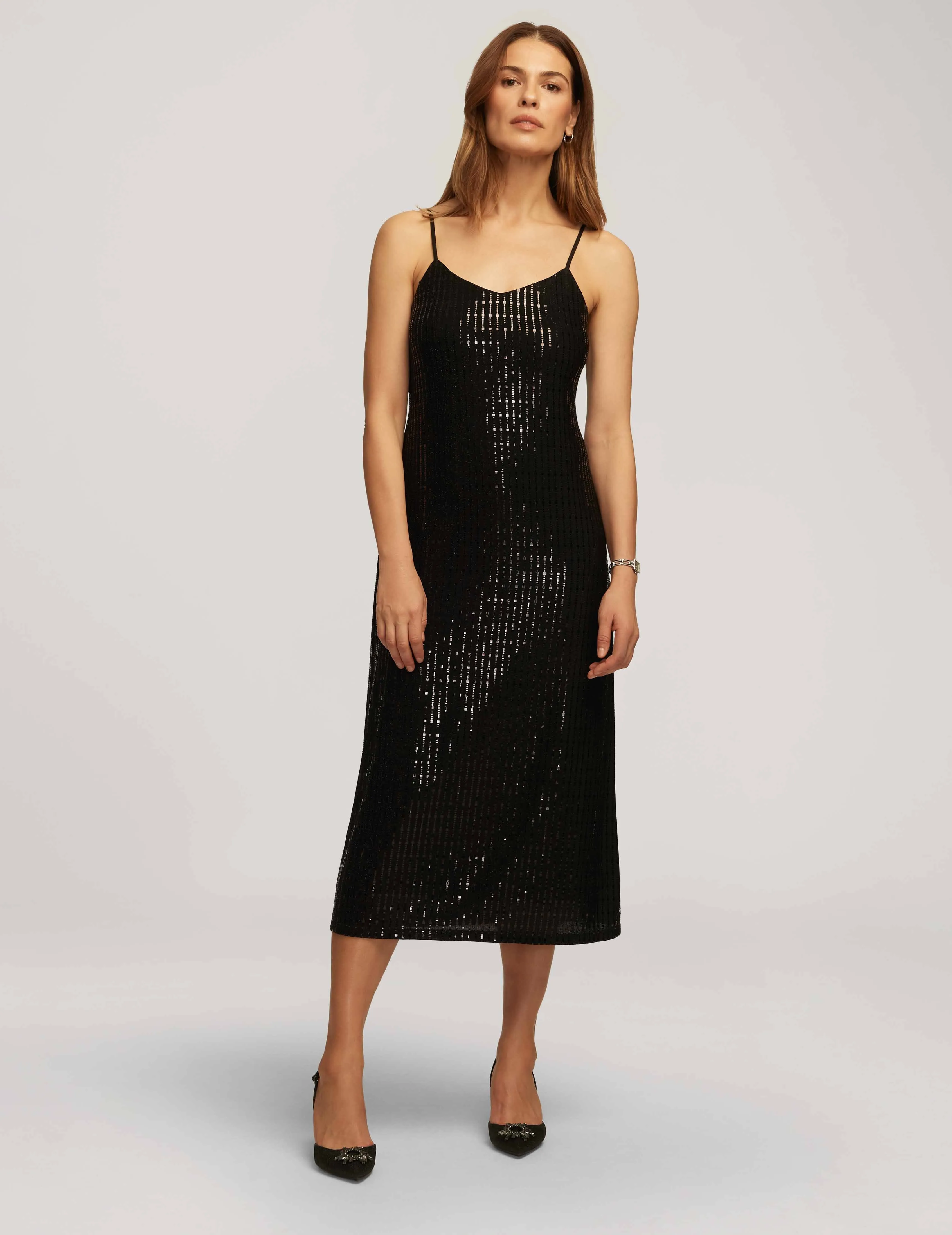 Linear Shine V-Neck Cami Midi Dress - Sale sold by Anne Klein product image thumbnail 2
