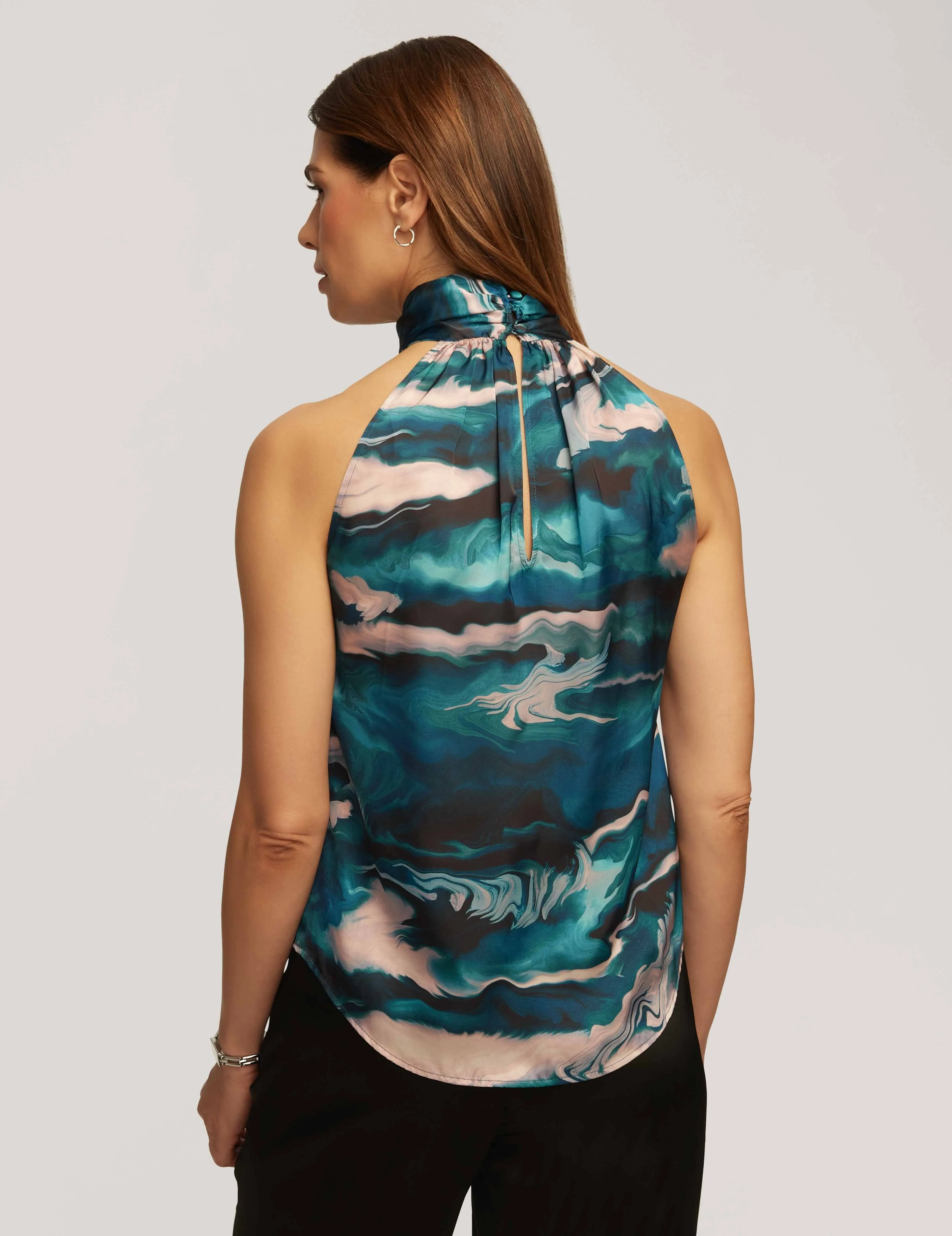 Printed Satin Twist Neck Halter Top - Sale sold by Anne Klein product image thumbnail 3