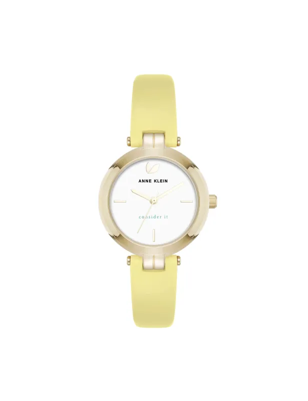 Consider It Round Sustainable Leather Band Watch sold by Anne Klein