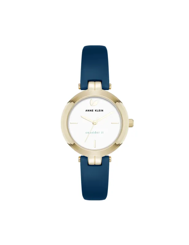 Consider It Round Sustainable Leather Band Watch sold by Anne Klein