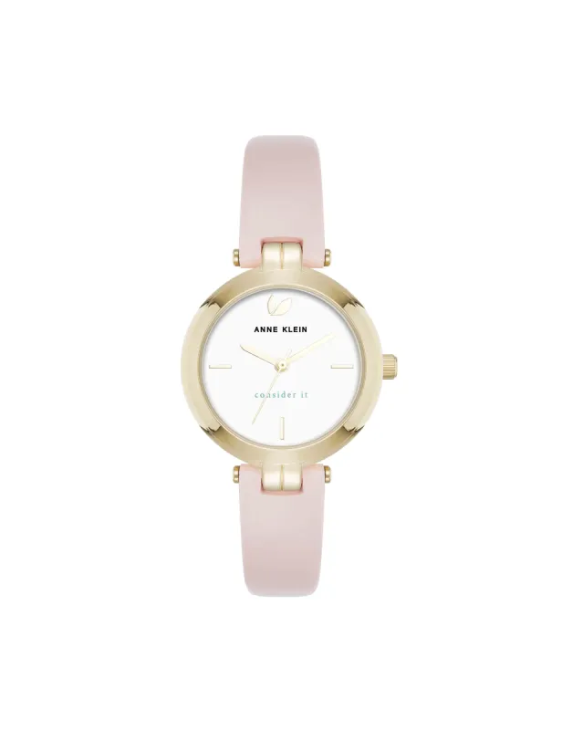 Consider It Round Sustainable Leather Band Watch sold by Anne Klein