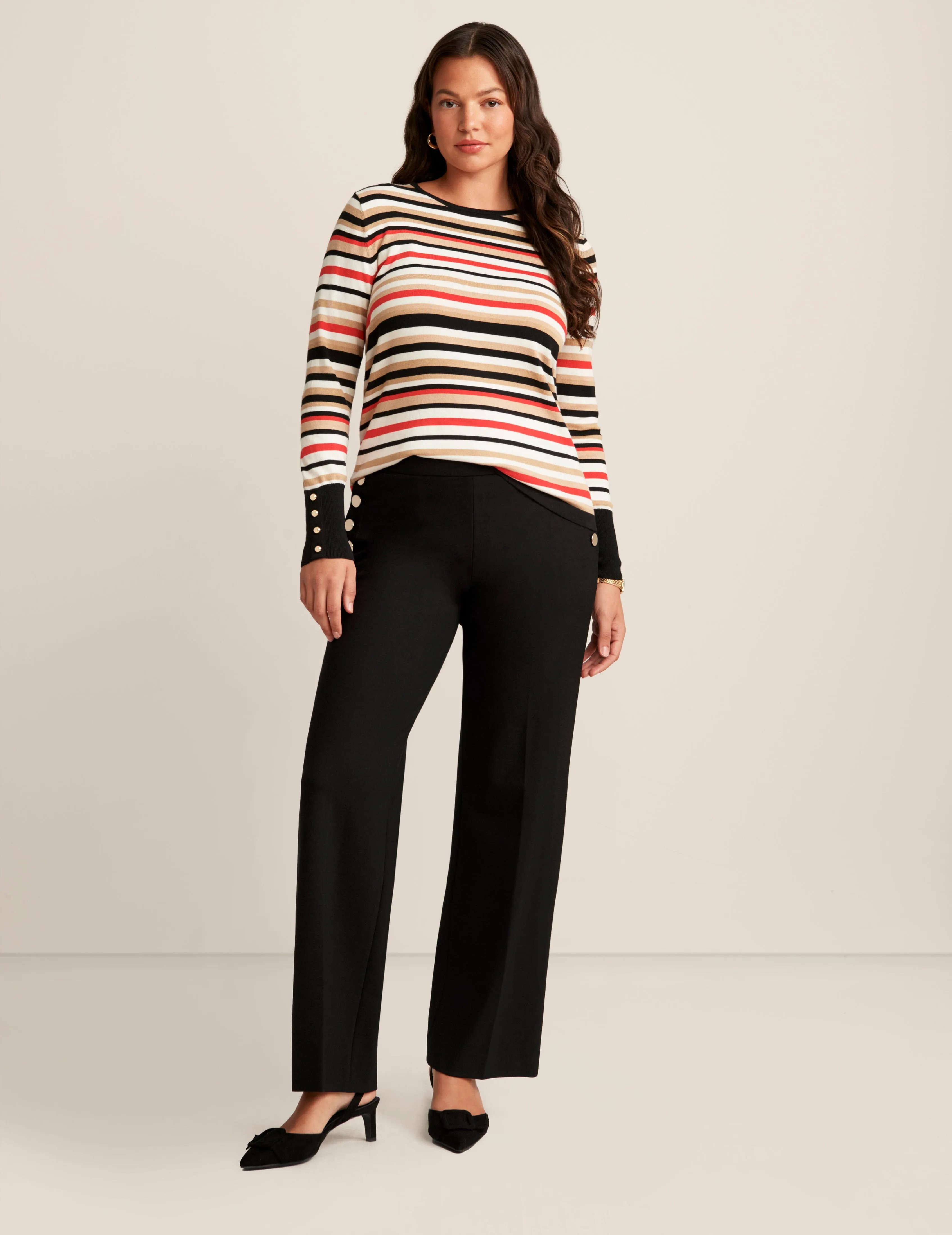 Boat Neck Button Sleeve Sweater sold by Anne Klein