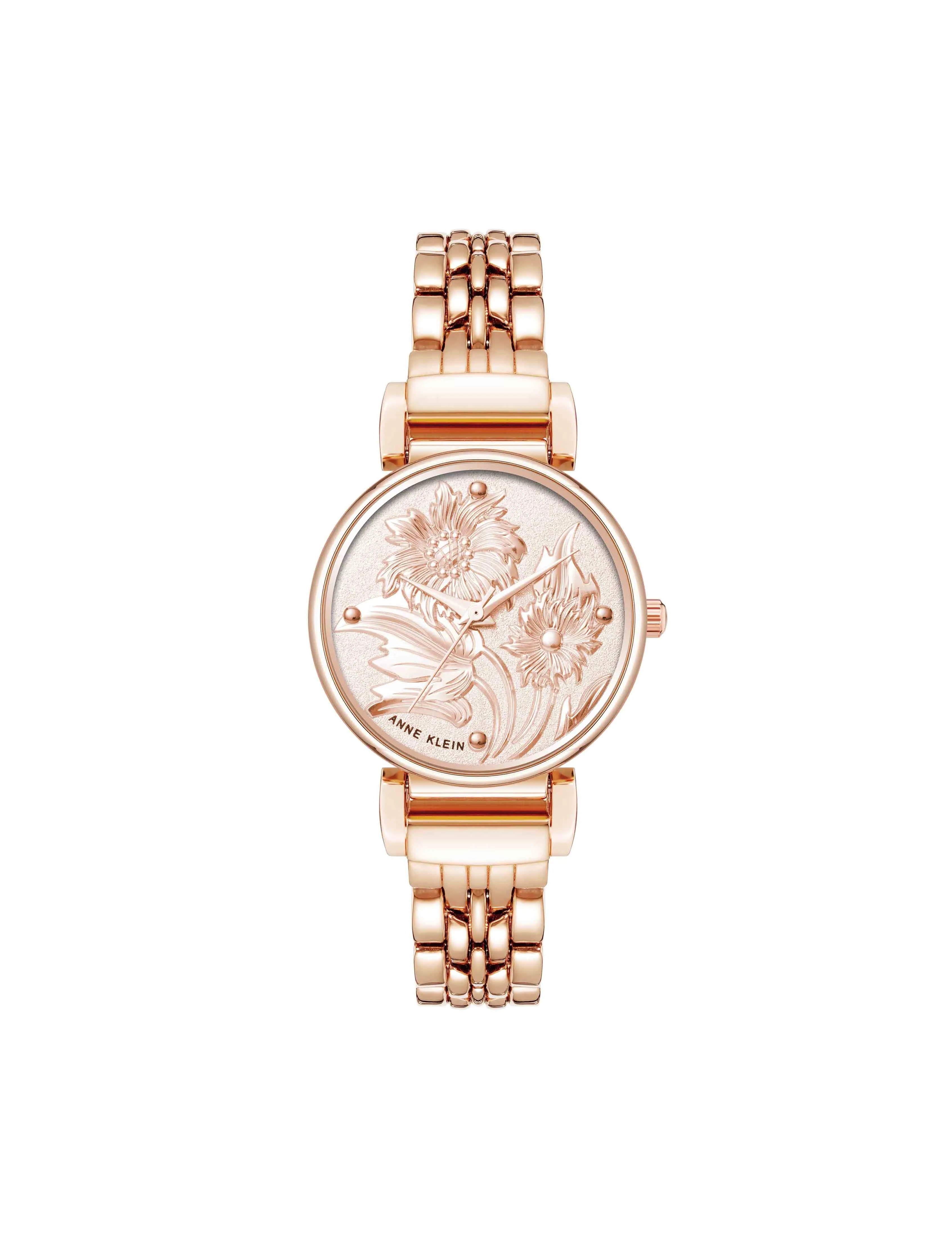 Embossed Floral Pattern Dial Watch sold by Anne Klein